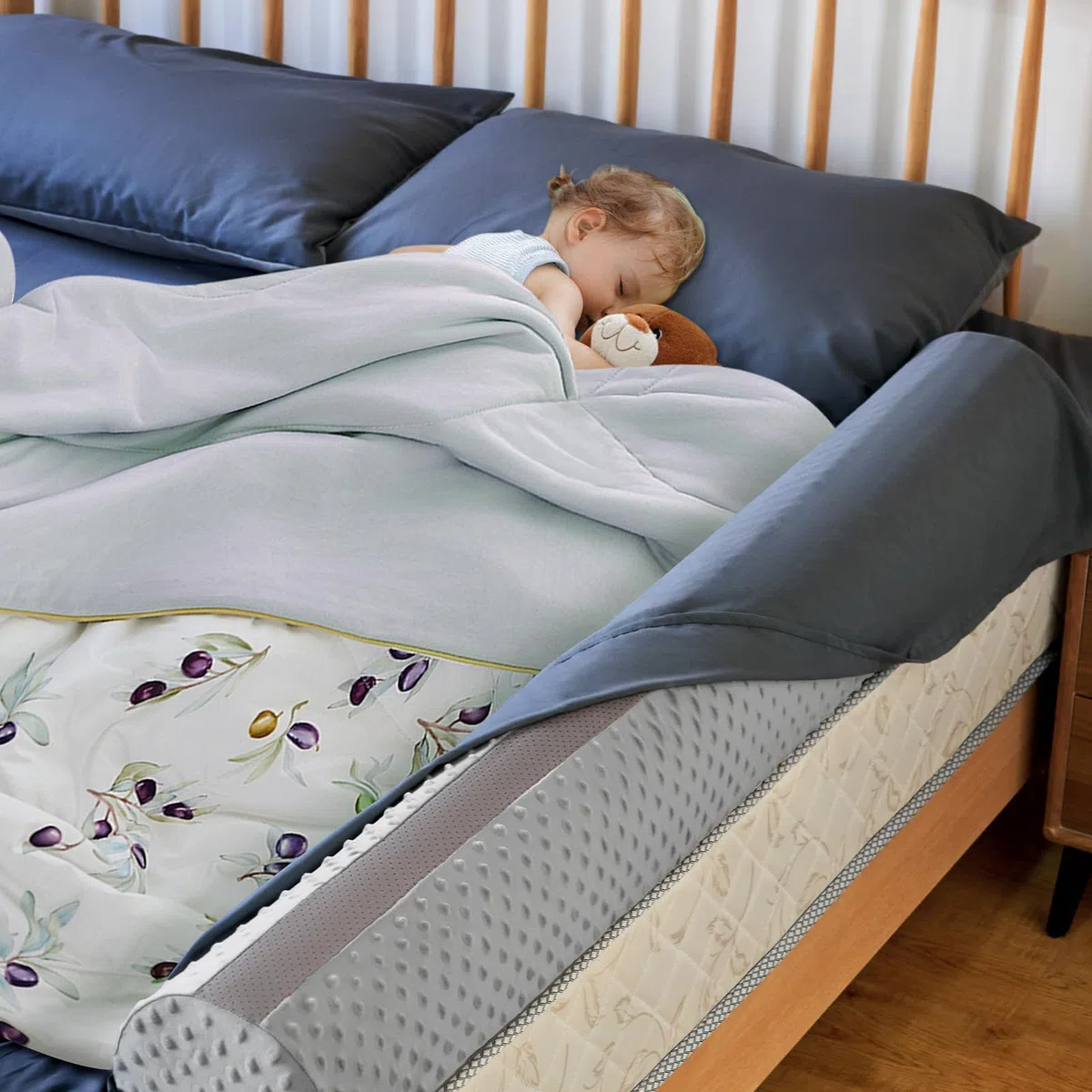 Barriera di sicurezza anticaduta per letto da bambino, Guardia Paracolpi in Schiuma, Portatile Sponda Letto Bambini Copertura Rimovibile Morbida Impermeabile e Lavabile