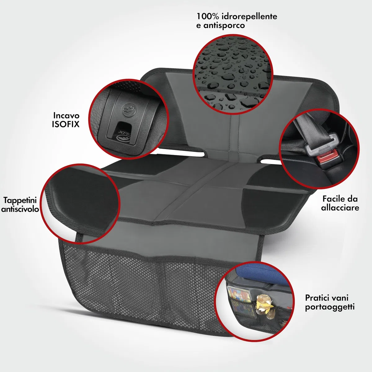 WALSER sottotappeto per seggiolino auto compatibile Isofix Tidy Fred, protezione antiscivolo per seggiolino auto