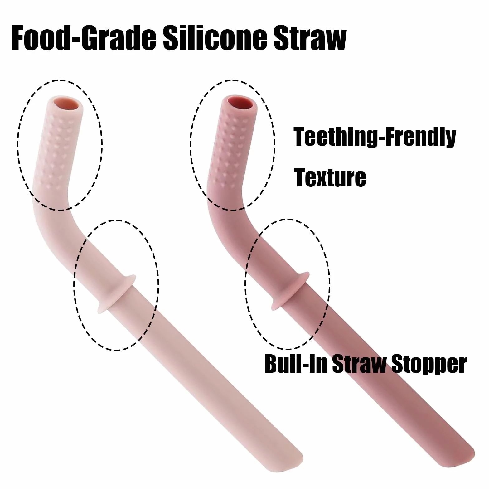 PandaEar Set Pappa Inox per Bambini | 2 Piatti con Ventosa Divisi, 2 Bicchieri Antigoccia con Cannuccia e Rivestimento in Silicone, 2 Forchette e 2 Cucchiai | Senza BPA (Rosa)