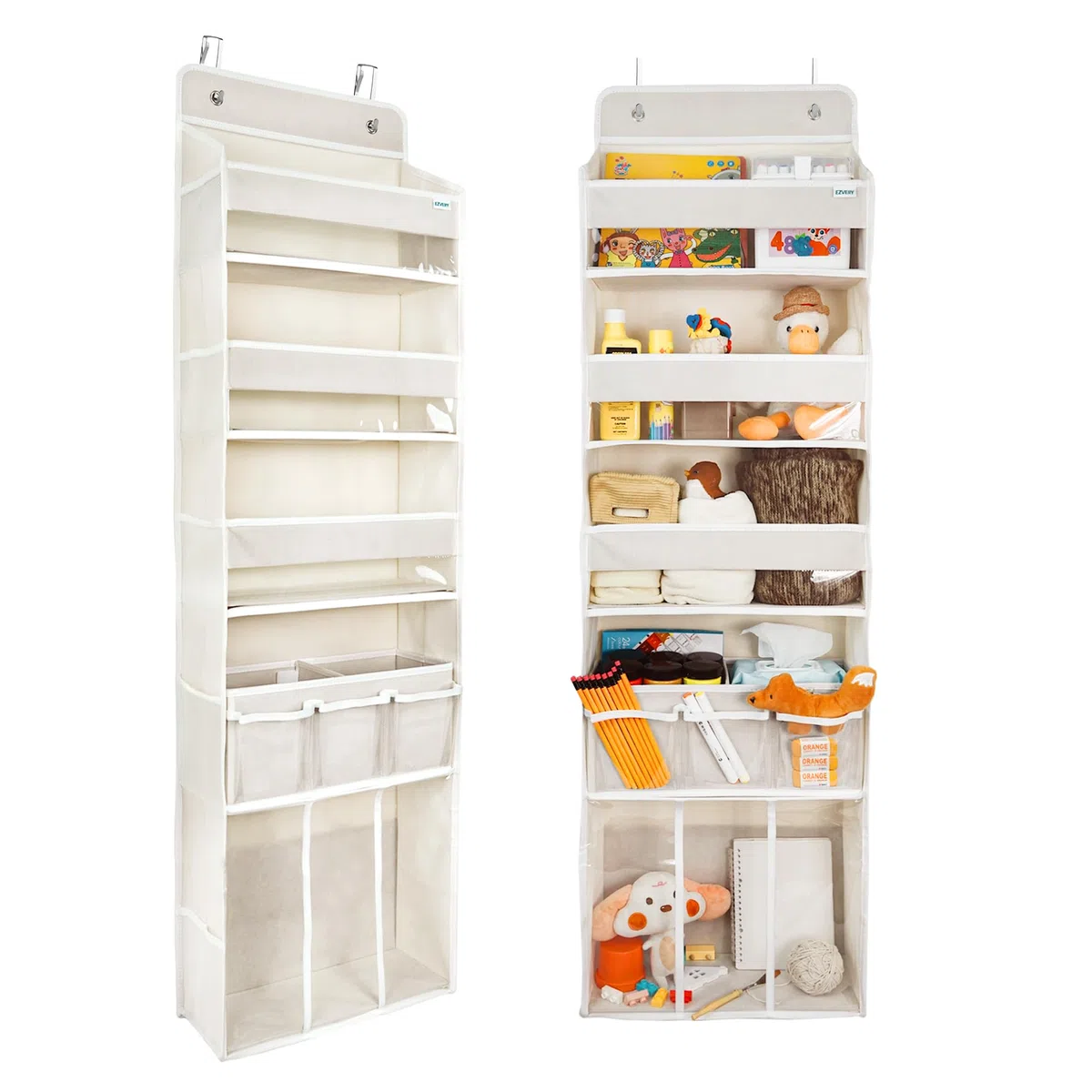 Organizer portaoggetti da appendere alla porta, con 3 contenitori, 1 cestino per pannolini mobile per bambini, 1 organizer impilabile di grande capacità, 10 tasche laterali, portaoggetti per porta