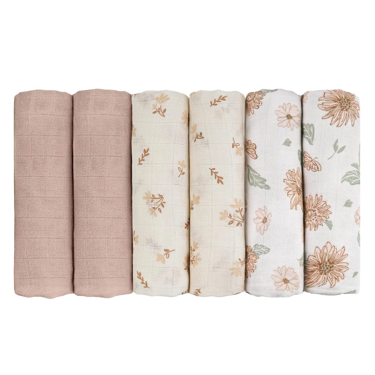 GLLQUEN BABY Salviette in mussola per neonati, 70 cm x 70 cm, confezione da 6 panni in cotone, assorbenti e traspiranti e ideali per pulire, pulire e coprire i neonati (girasole)