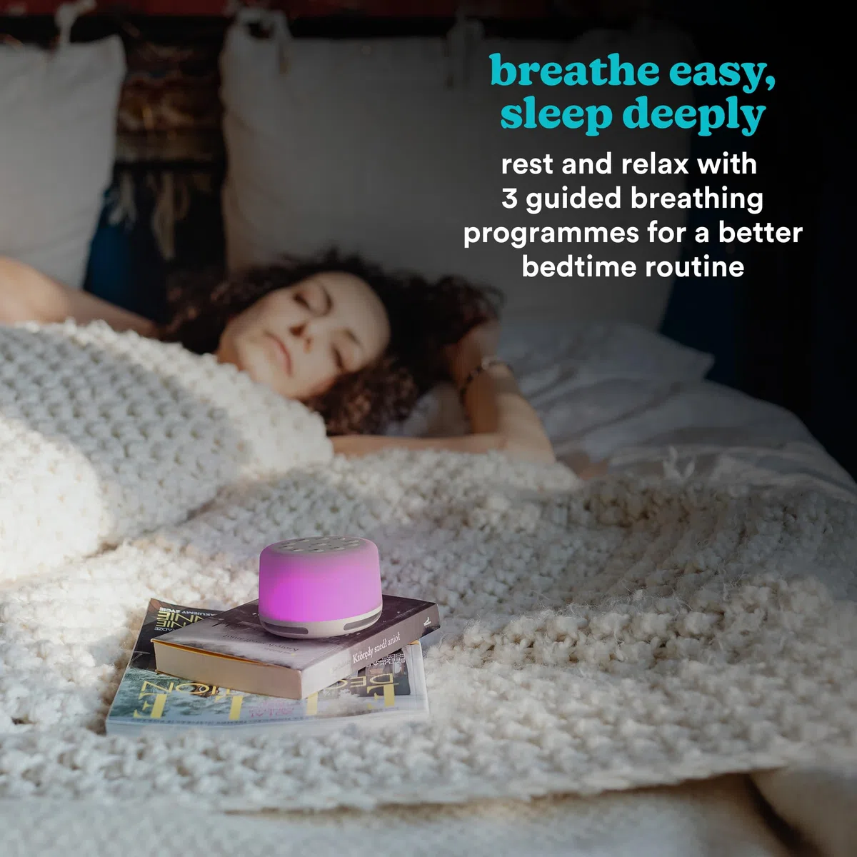 MyBaby Soundsleep Aura - Macchina del Rumore Bianco, Aiuto per il Sonno di Neonati e Bambini, 14 Suoni Naturali e 7 Suoni di Meditazione Rilassanti - Luce Notturna Bianca con 7 Colore, Ricaricabile