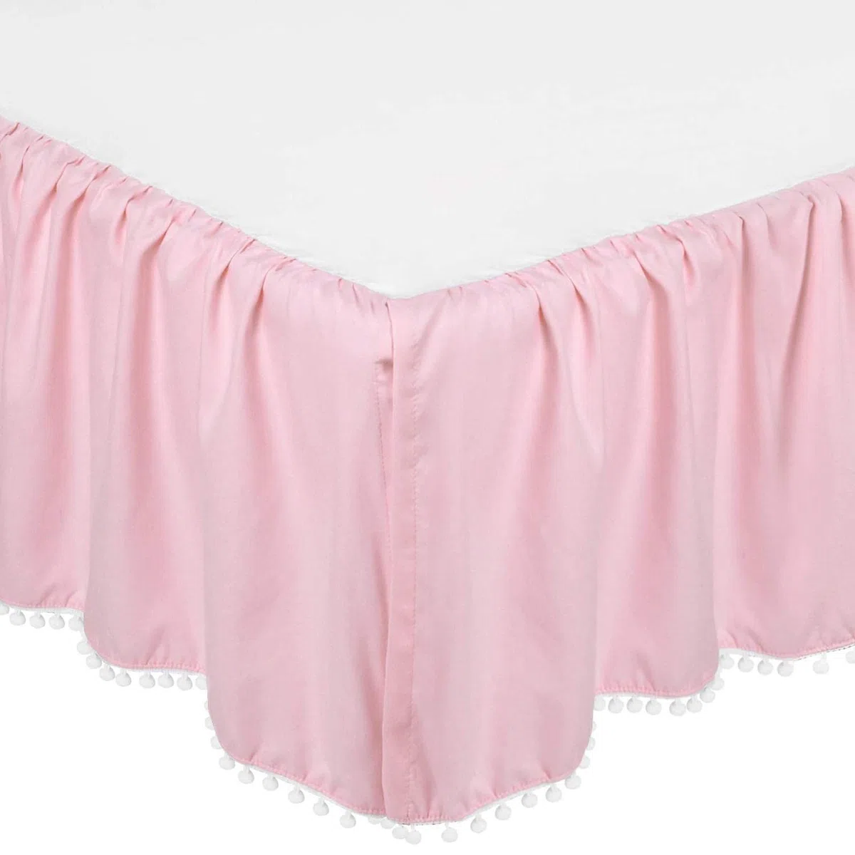Gonne per Lettino - Gonne per Lettino per Bambini | Gonna arricciata per presepe con Pompon, gonne per Lettino per Bambini in Microfibra per Bambine 28 "X 52"