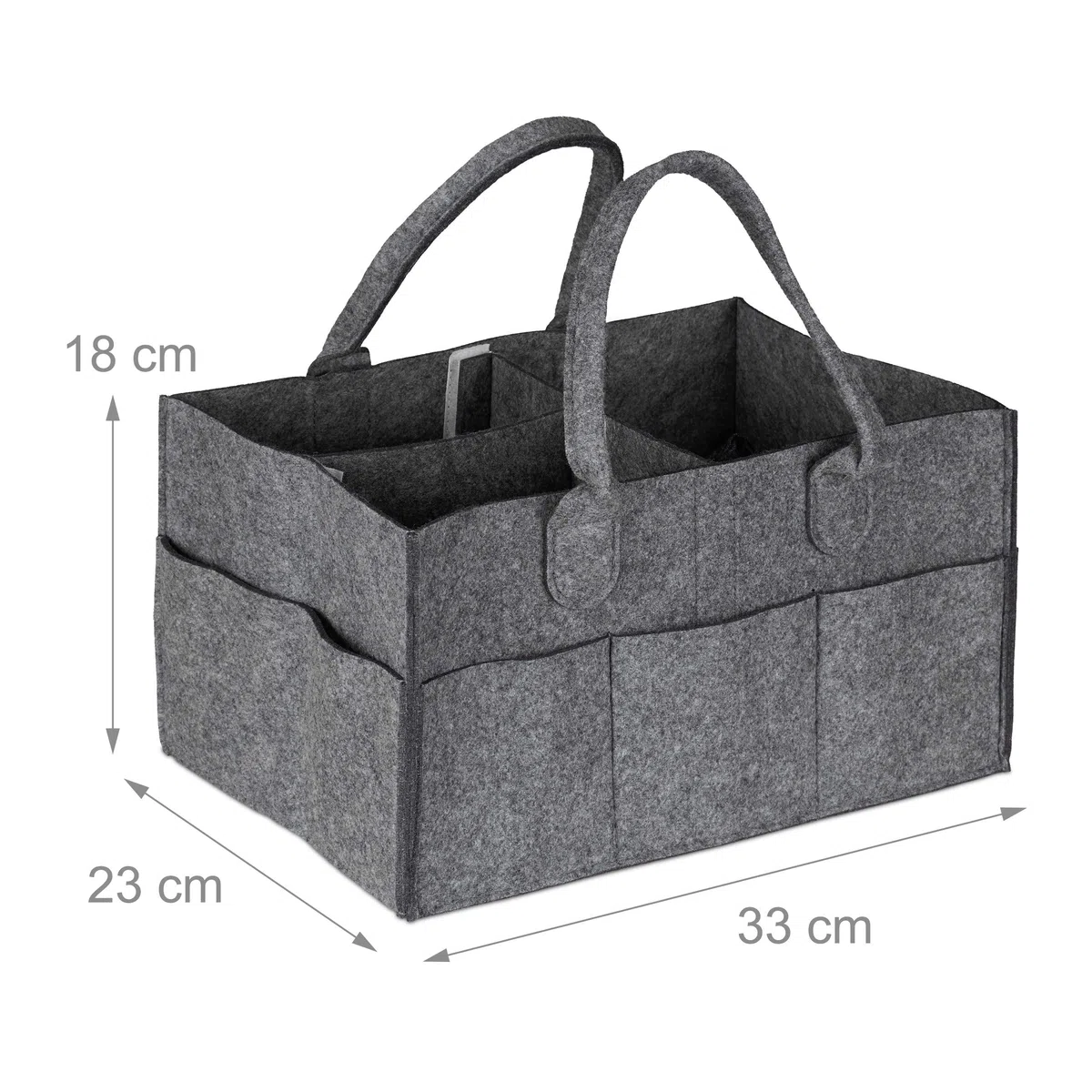 Relaxdays Contenitore Portapannolini, Borsa con 11 Scomparti, Divisori Estraibili, Organizer Portatile, Grigio Scuro