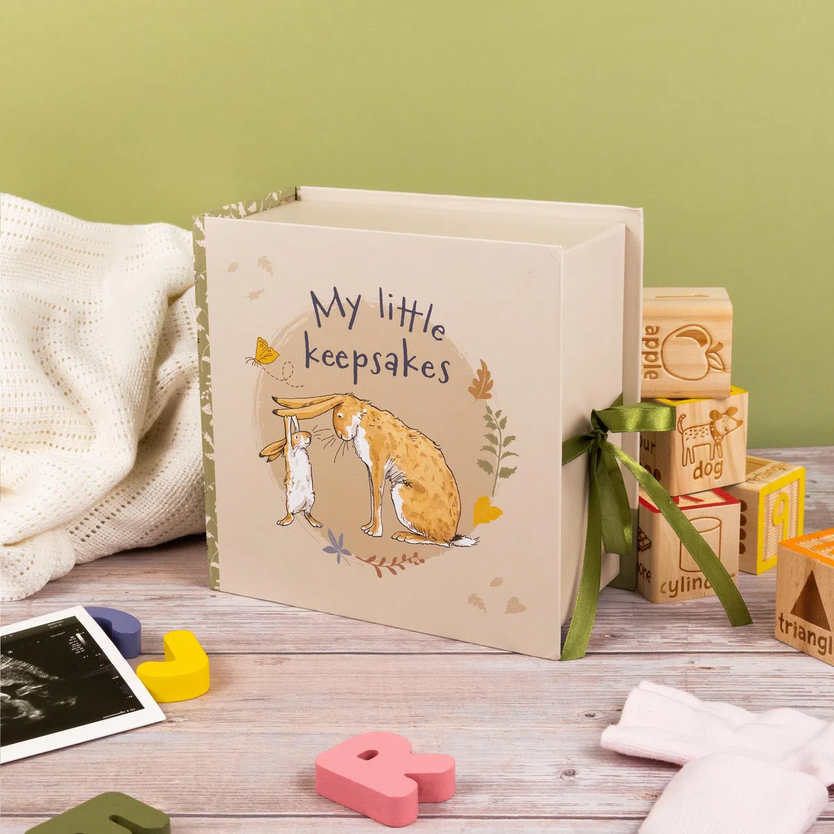 Guess How Much I Love You, scatola dei ricordi per bambini, con 6 cassetti, per i ricordi dei neonati, regalo per bambini, con chiusura a nastro, regalo con licenza ufficiale