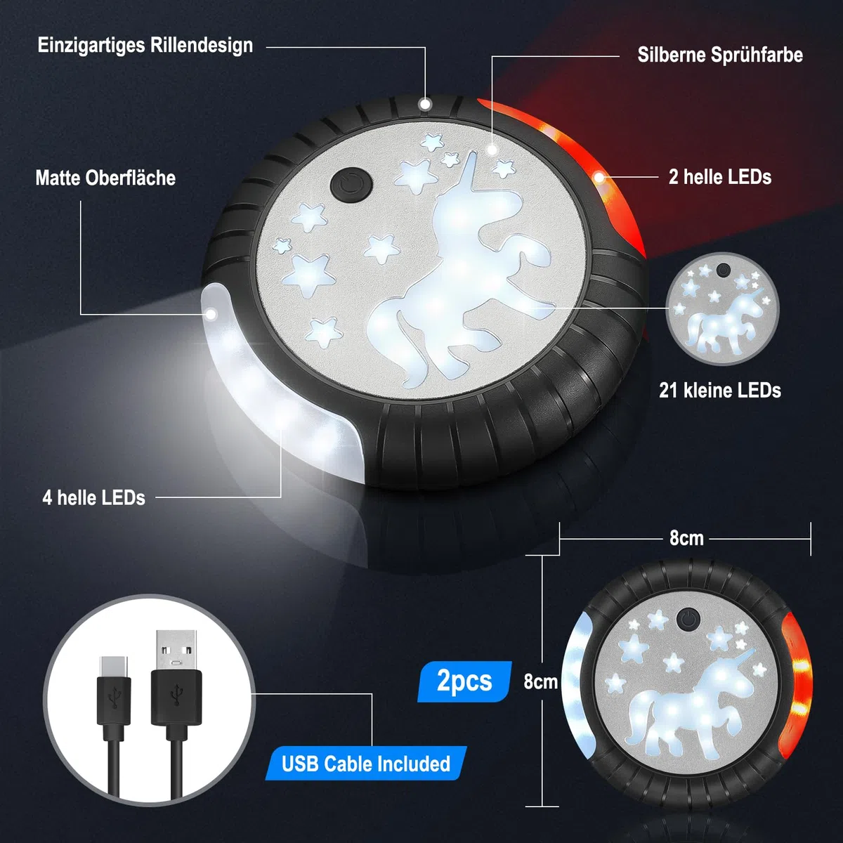 Dusor Luce Passeggino Luce Ricaricabile USB per Passeggino, 27 LED Pro Luce Passeggino 2 Effetti di Illuminazione, IPX6 Impermeabile Passeggino Adatto per Tutti i Passeggini (2 pezzi)