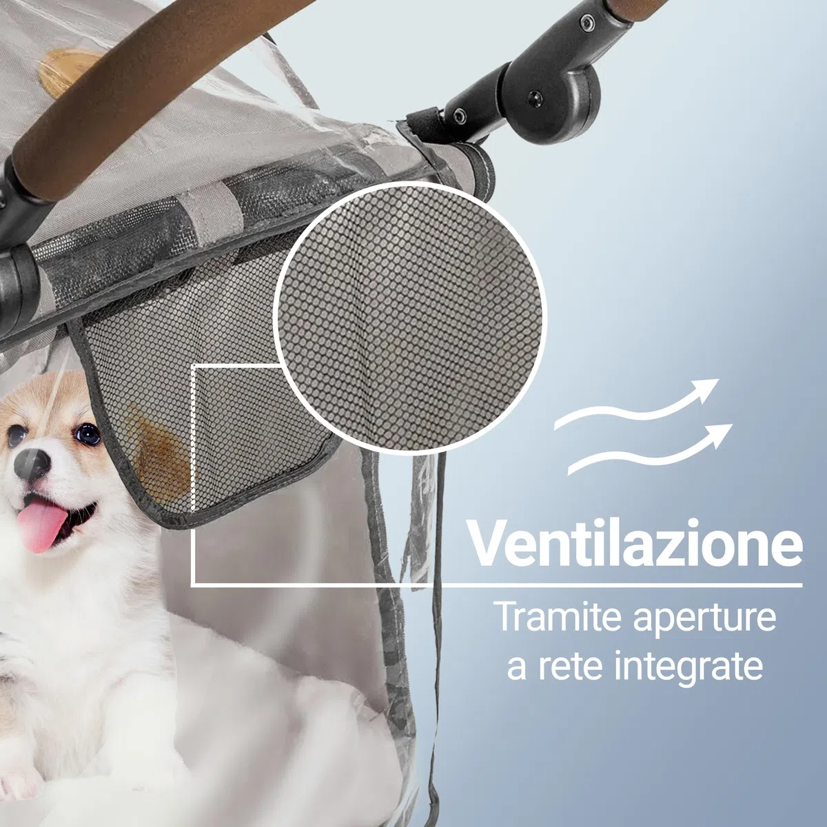 Zamboo Protezione Parapioggia Passeggino per Cani, Gatti, Conigli - Antipioggia con Finestra, Ventilazione e Cerniera (Carrozzina non inclusa)