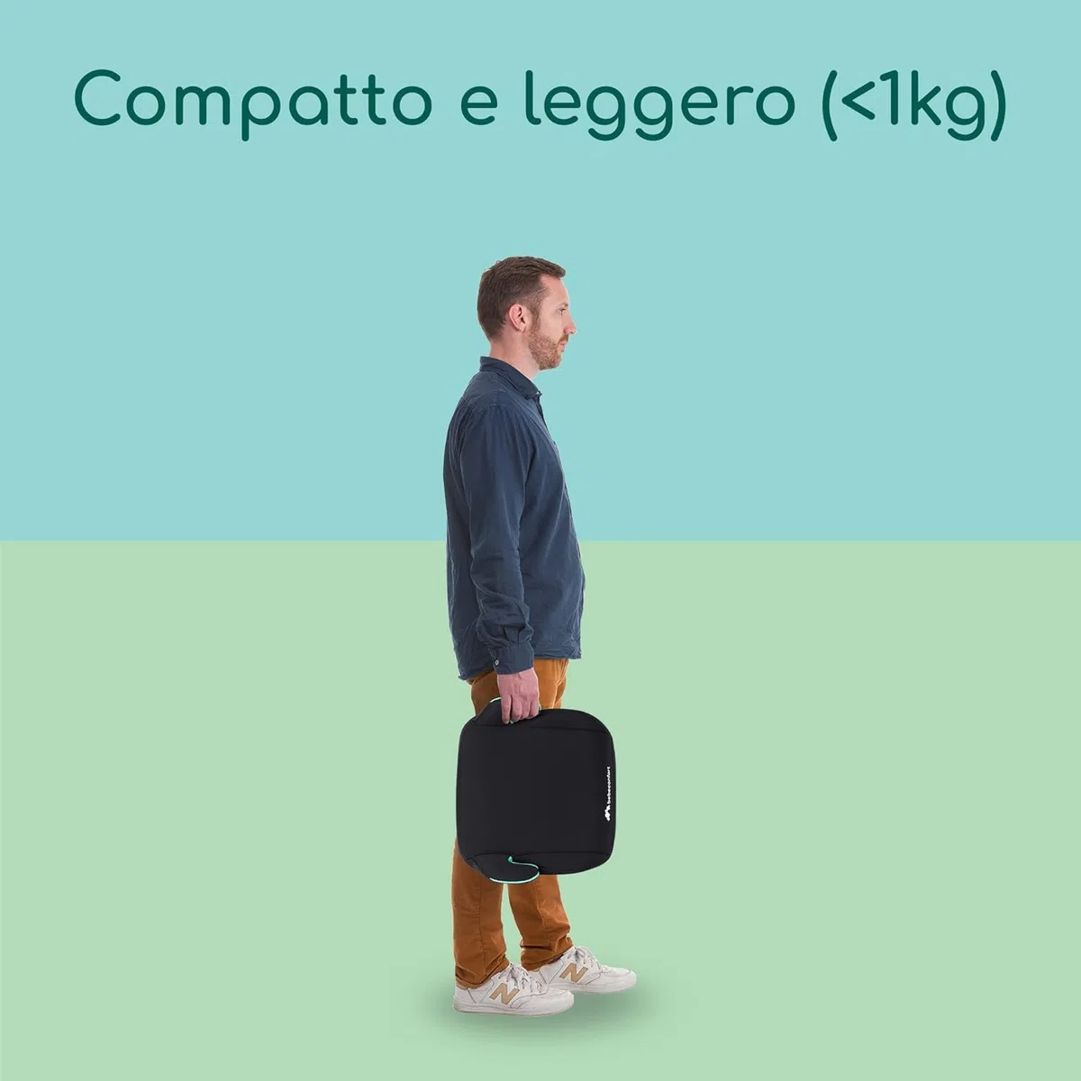 Bebeconfort Manga i-Safe Rialzo Auto, Alzatina auto per bambini 6-12 anni, 128-150 cm, Seggiolino auto leggero e compatto, Seduta imbottita, colore Full Black