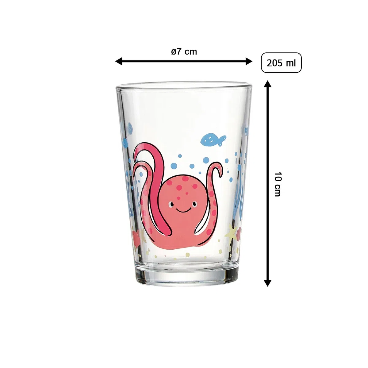 Ritzenhoff & Breker Set di 3 bicchieri per bambini da 205 ml, motivo: animali, calamari, delfino/cancro, lavabili in lavastoviglie