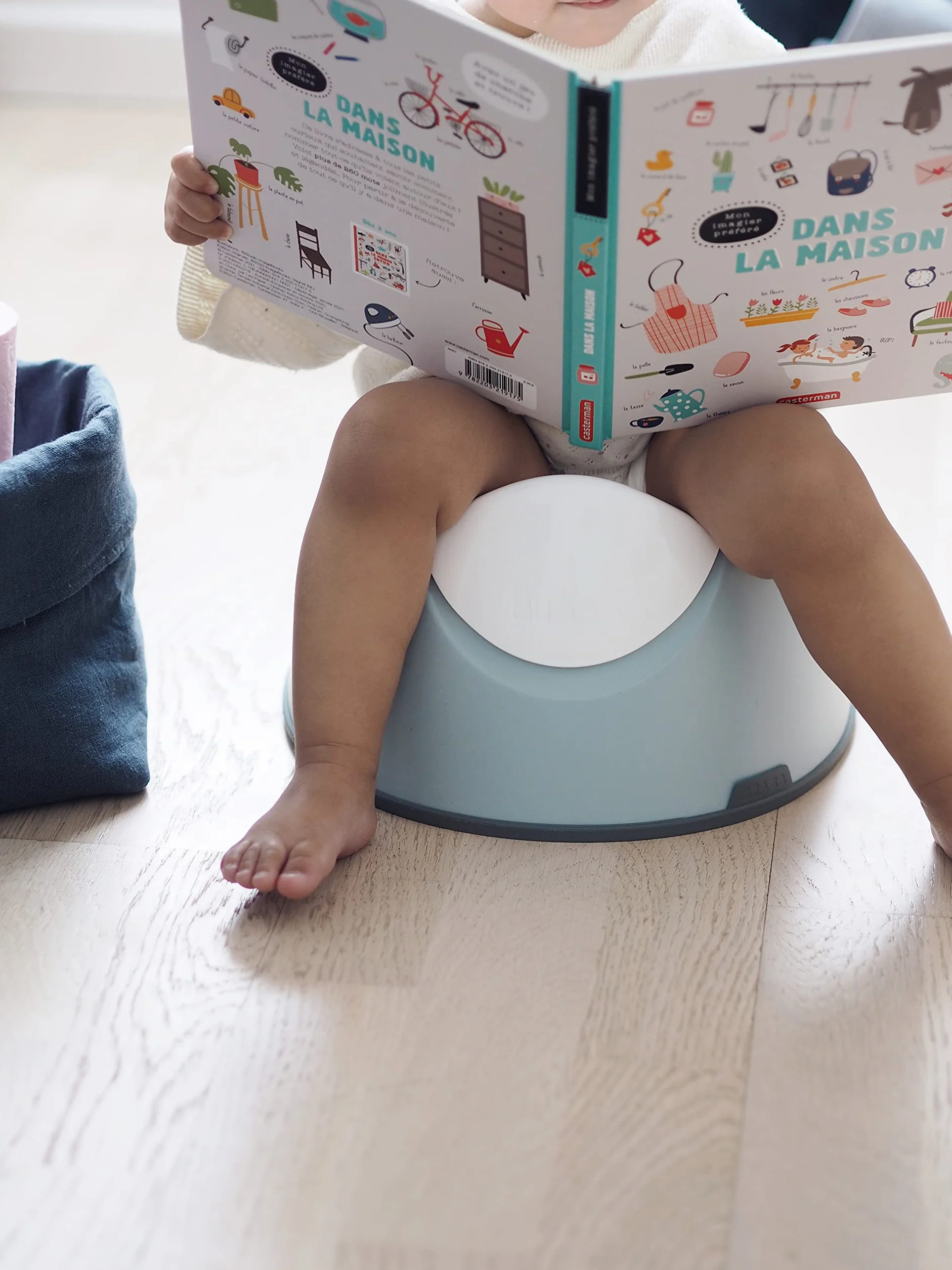Béaba Vasino di Apprendimento, WC Ergonomico per Bambini, Antiscivolo, Igienico per i Neonati, Facile da Pulire e Rippore, Maniglie sulla Tazza per Tenersi, Made In France, Blu