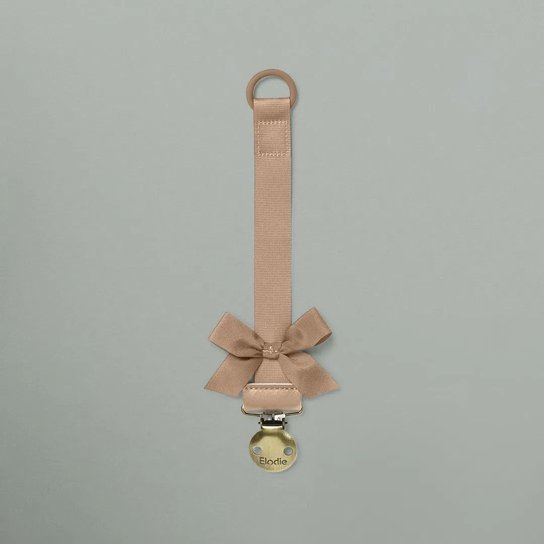 Elodie Details Confezione da 2 Catenelle Porta Ciuccio in Tessuto e Clip in Acciaio Inossidabile, per Bimbo e Bimba, Anello Universale in Silicone - Powder Pink/Soft Terracotta