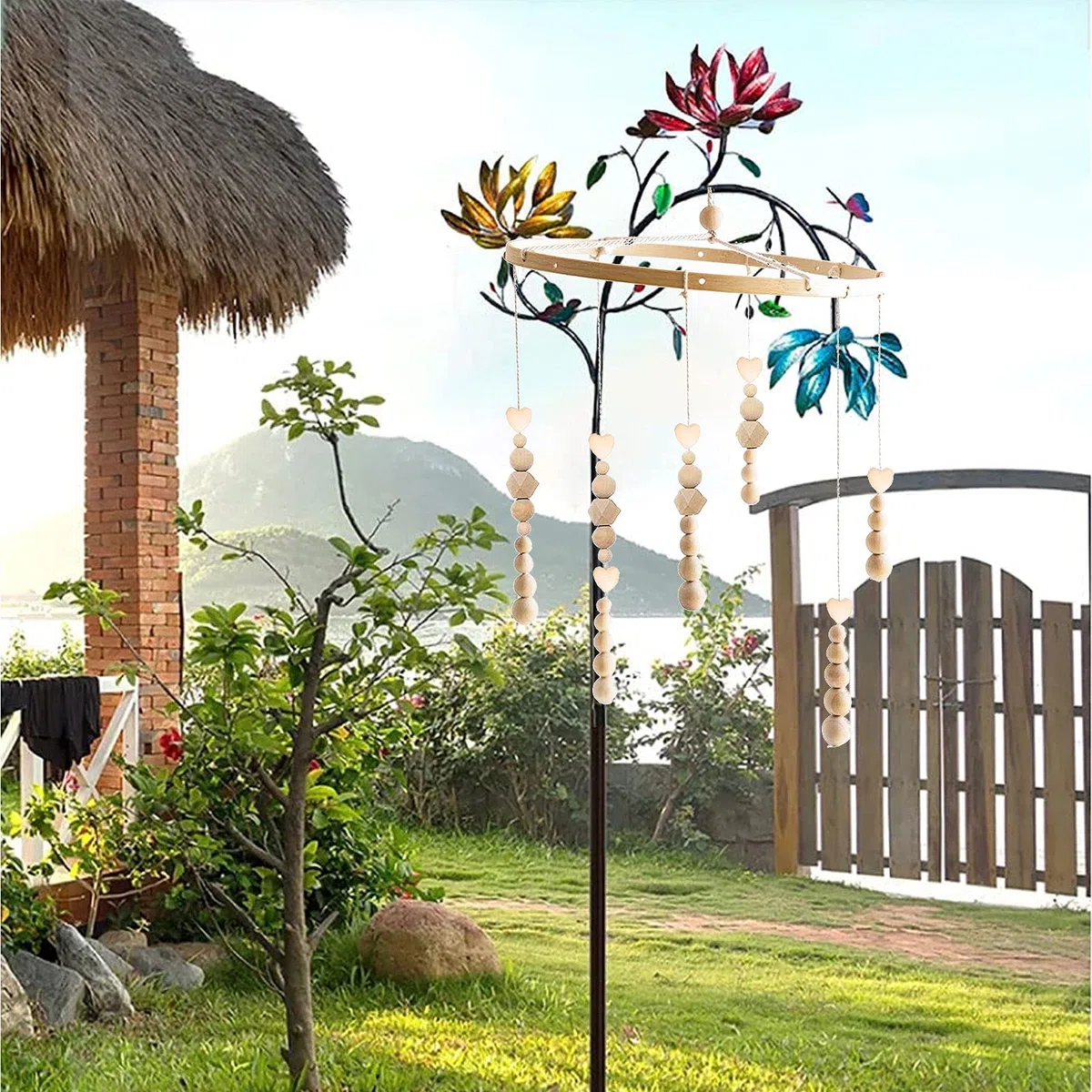 Kit telaio mobile in legno fai-da-te, Pendenti Perline da Giardino Fatti A Mano, Perline Legno Naturale, Campana Di Vento Bambini, Giocattoli Per Culla Neonati, Culla Musicale