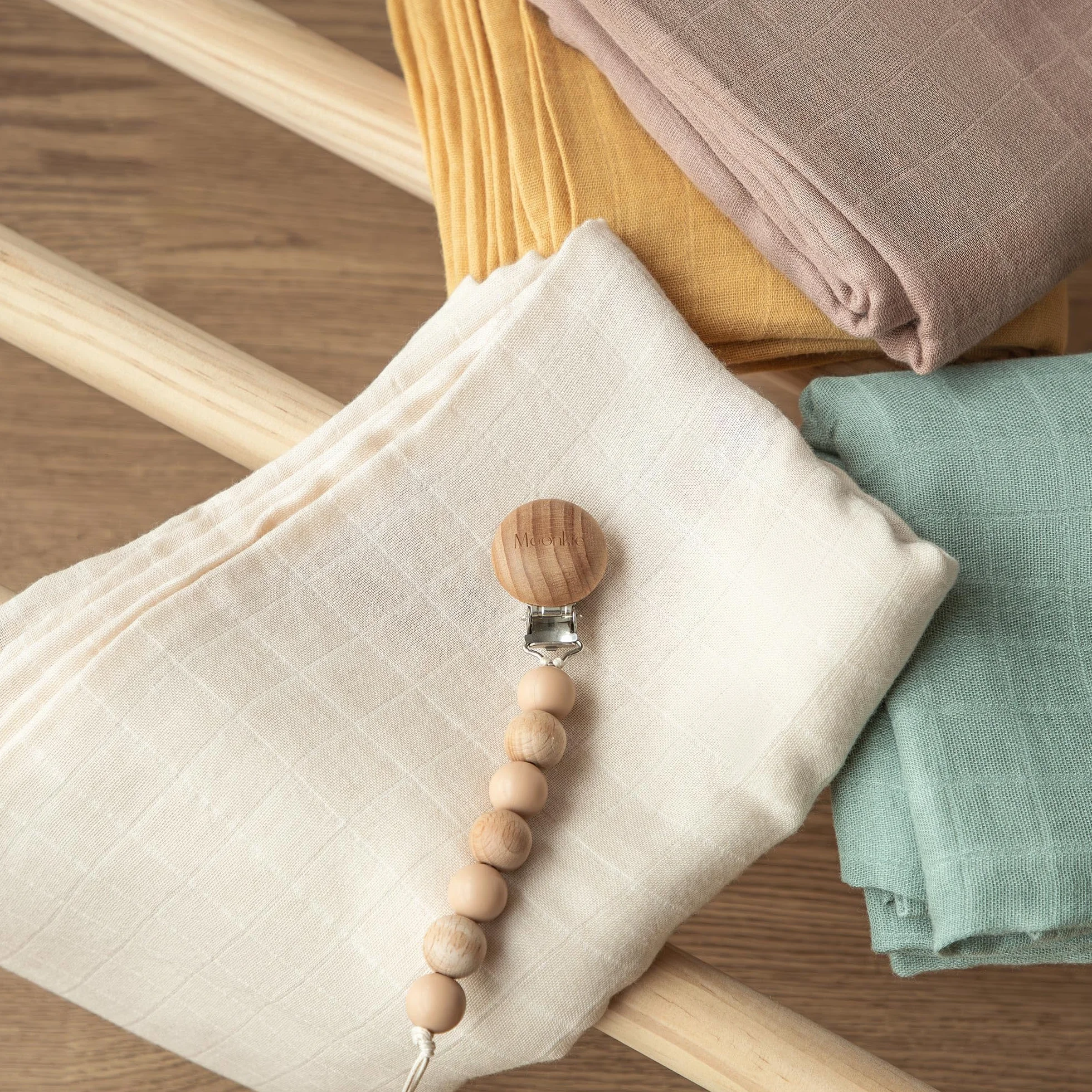 Moonkie Mussole Neonato-2 Pezzi, Swaddle Neonato120x120cm, Coperta Neonato, Mussole Bamboo & Cotone, Copertina Neonata, Super Morbido & Traspirante, Certificato OKEO-TEX