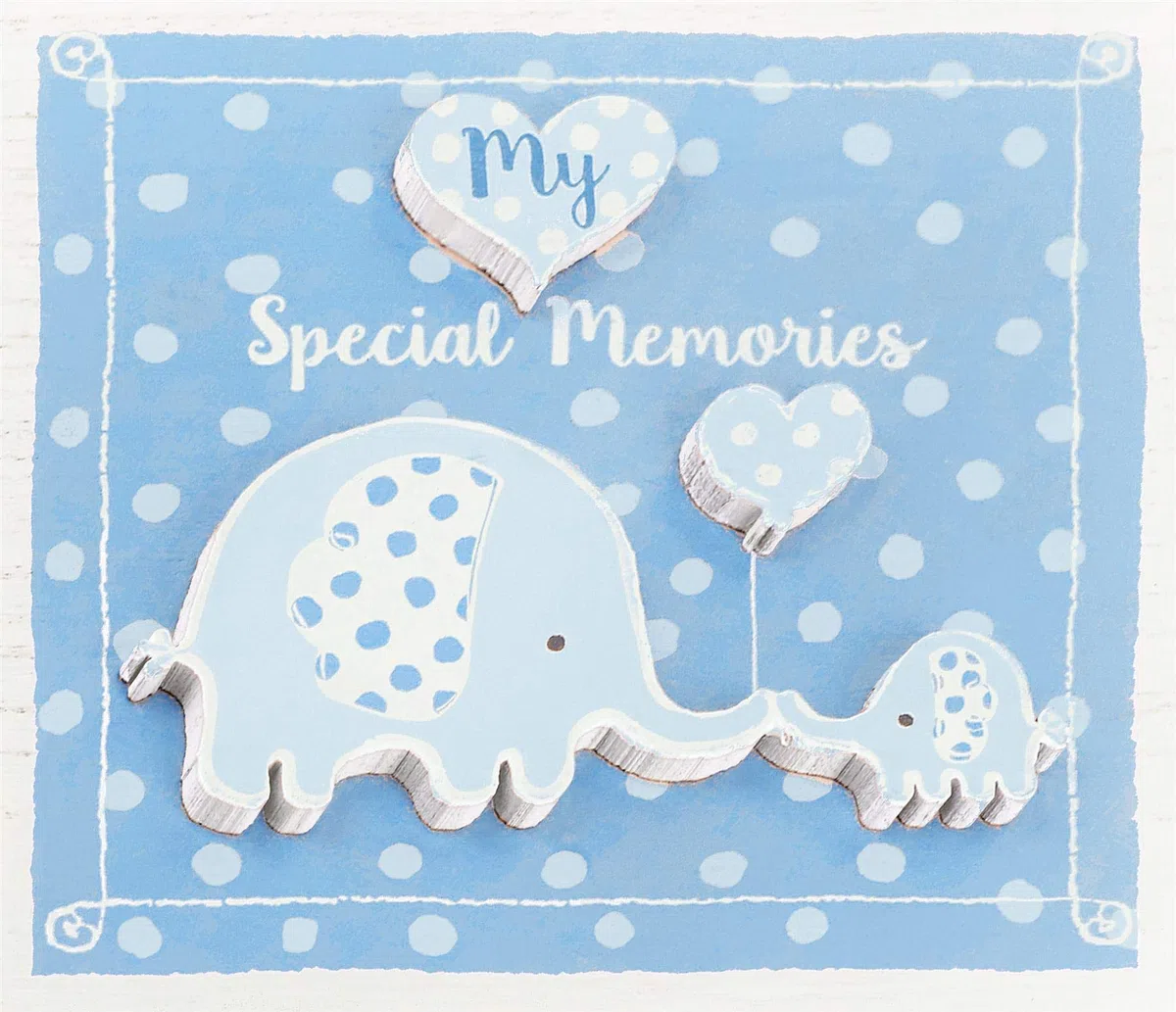 Mousehouse Gifts - cofanetto portaoggetti in legno con elefantino - bambino - azzurro