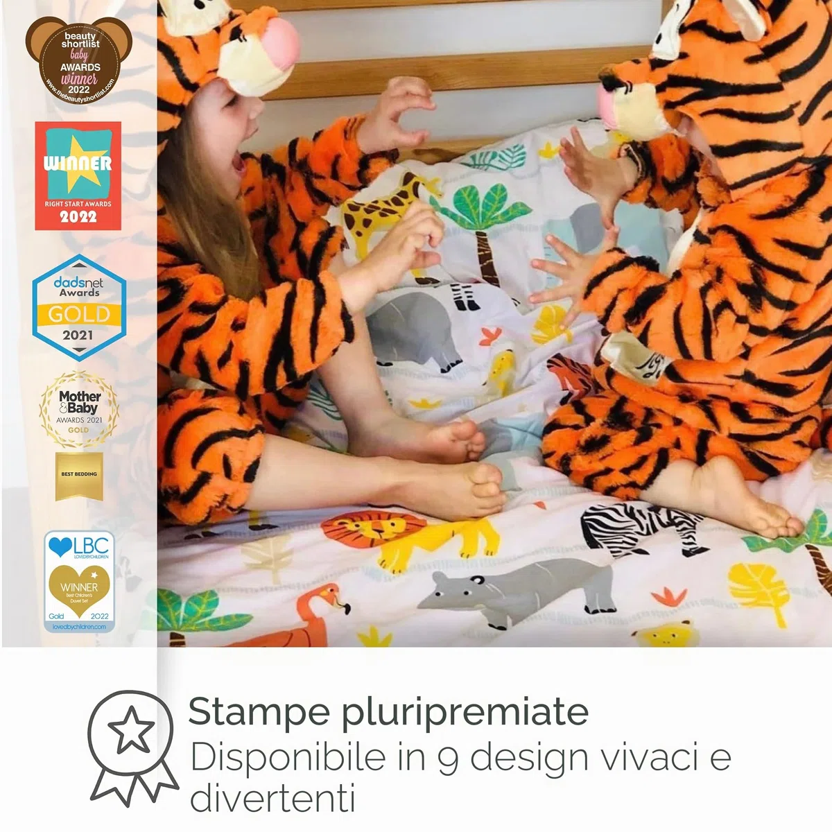Bloomsbury Mill - Avventura Safari - Animali della Giungla - Coppia Di Tende Foderate Per Bambini Con Fermatenda - 168 cm x 183 cm
