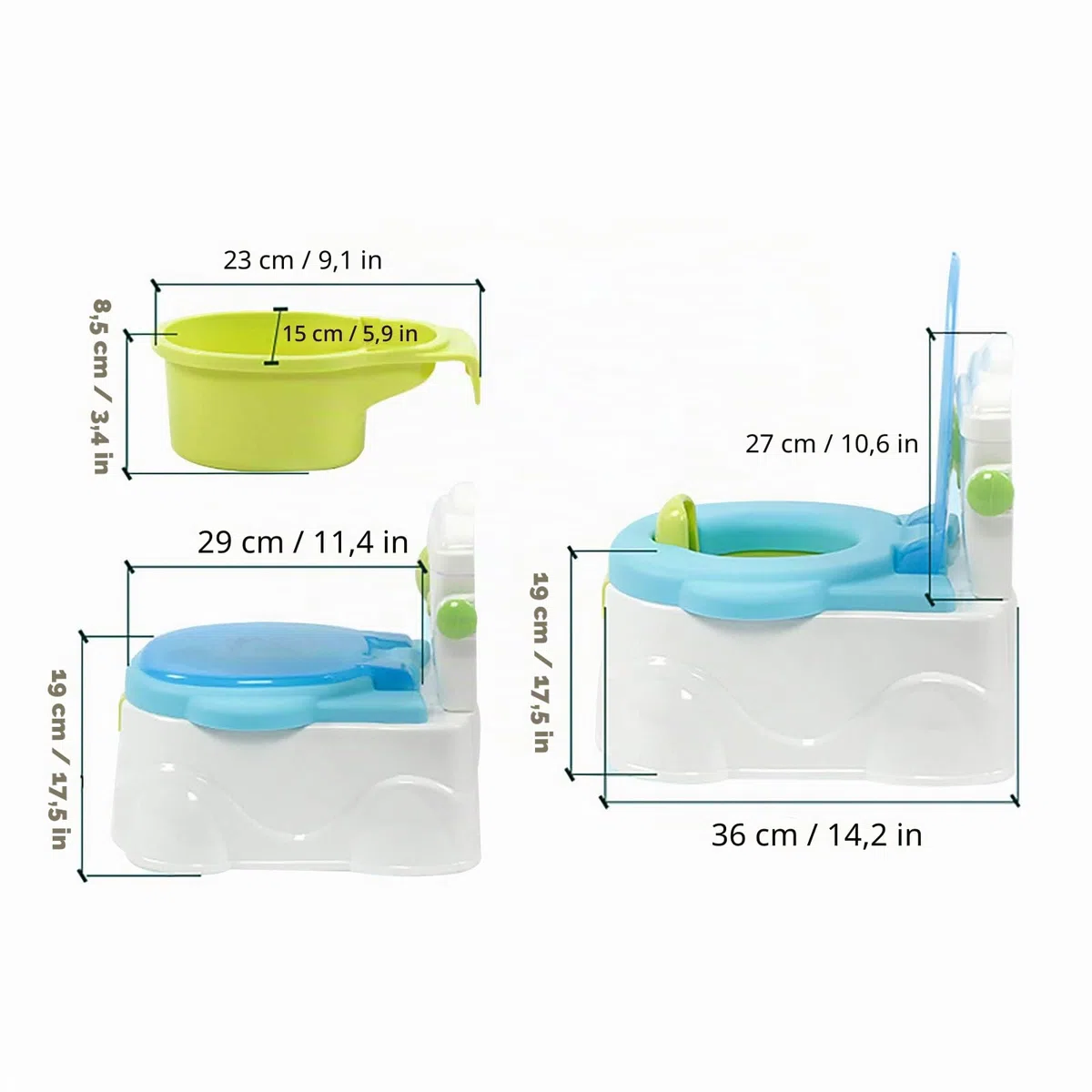 Toilette Da Allenamento Con Porta Fazzoletti, Mobili Imbottiti Rimovibili, Vasino Per Wc, Vasino Educativo Potty, Design Cartone Animato, Materiale Pp, 36 x 42 x 30 Cm (Blu)