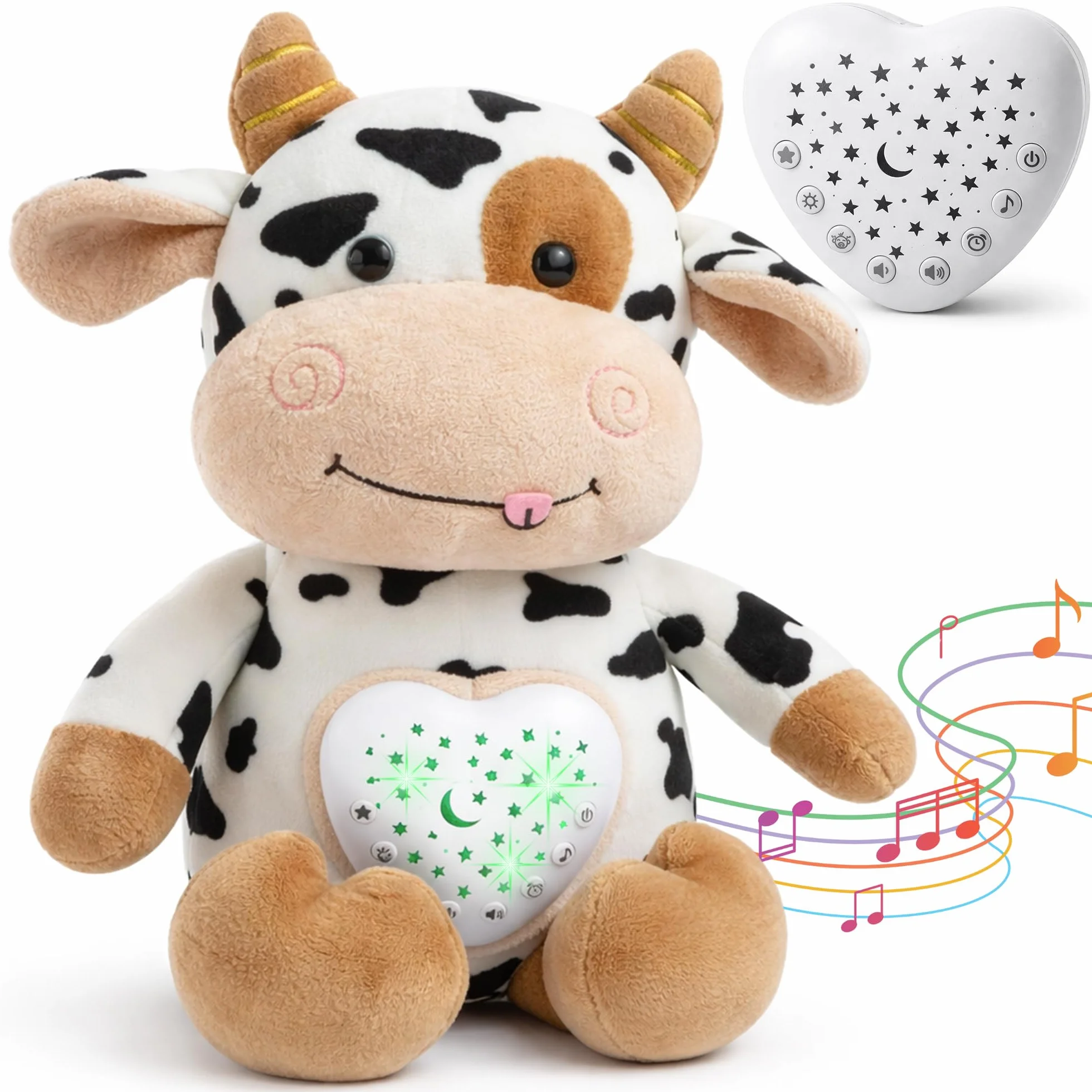 Peluche Neonato Rumori Bianchi – 15 Suoni Rilassanti e Ninna Nanna Per Bambini con Timer e Rilevamento Pianto – Carillon Neonati – Rumori Bianchi Per neonato e Regalo Nascita
