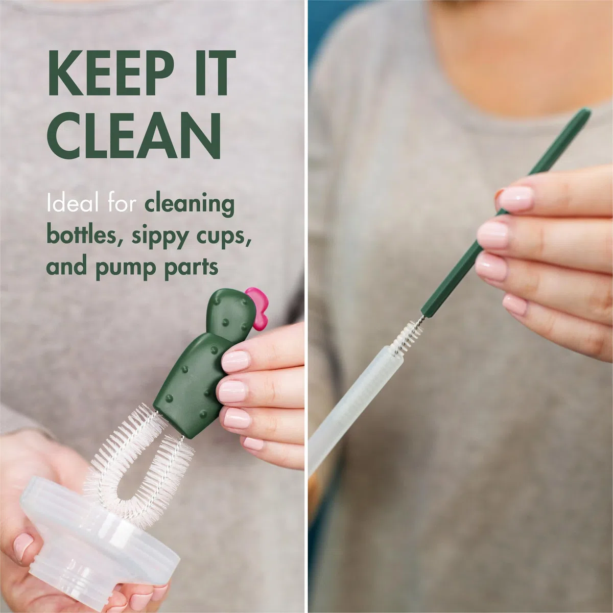 RIIMUHIR Boon Cacti Bottle Cleaning Brush Set, Terracotta