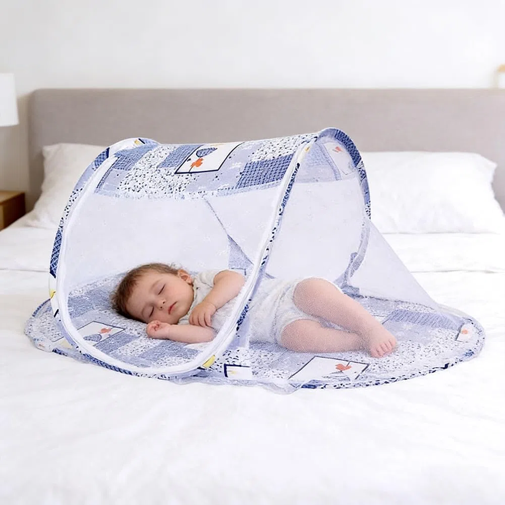 Zanzariere per Culla, Zanzariera Lettino Bebè Pieghevole Tenda Anti Zanzare per Culla da Viaggio Portatile Zanzariera Pieghevole Tenda da Viaggio per Famiglia Viaggi All'Aperto( 108 x 60 x 38cm)(Blu)