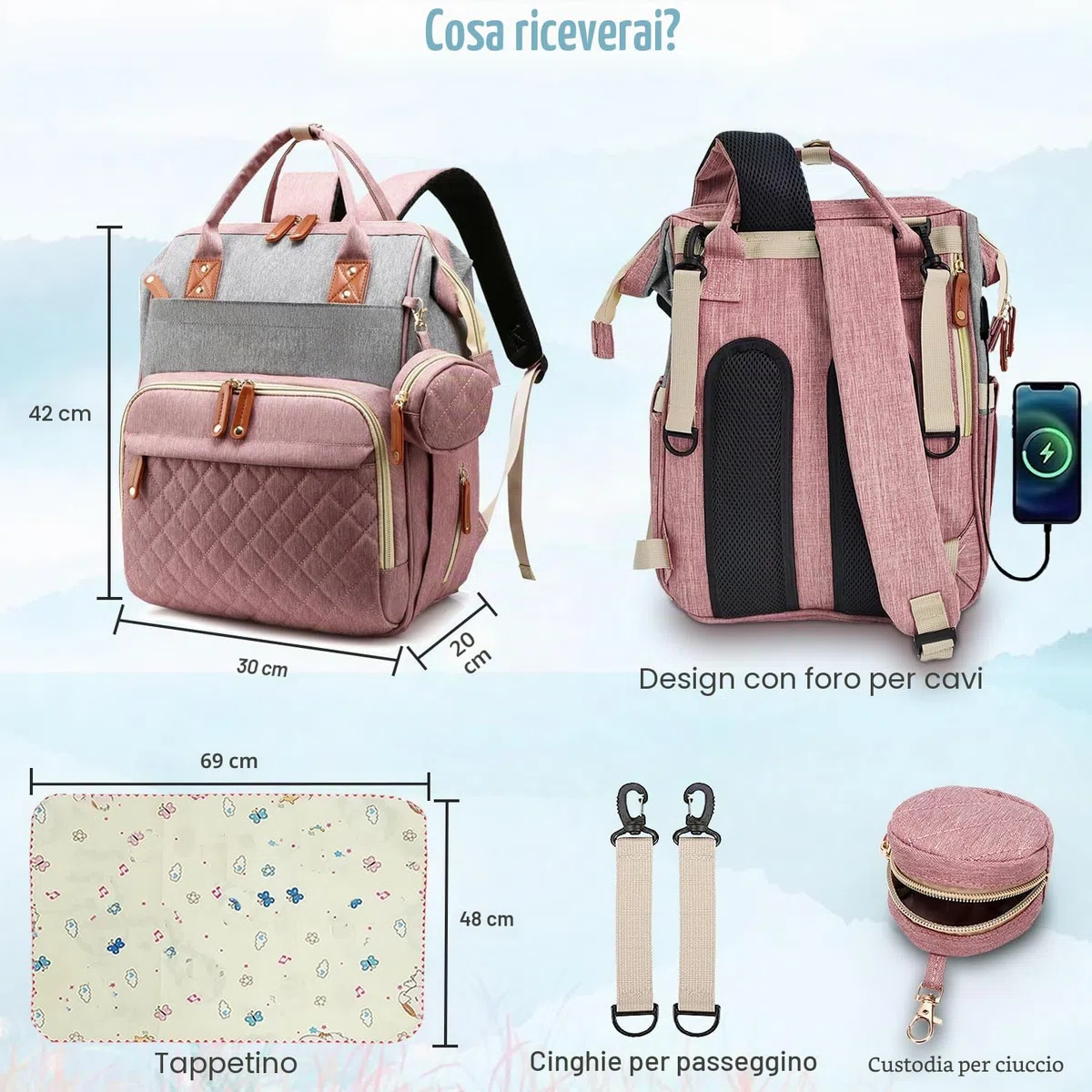 SHITIESHOU Borsa per pannolini, zaino per bambini, per papà, mamma, con imbottitura, 16 tasche
