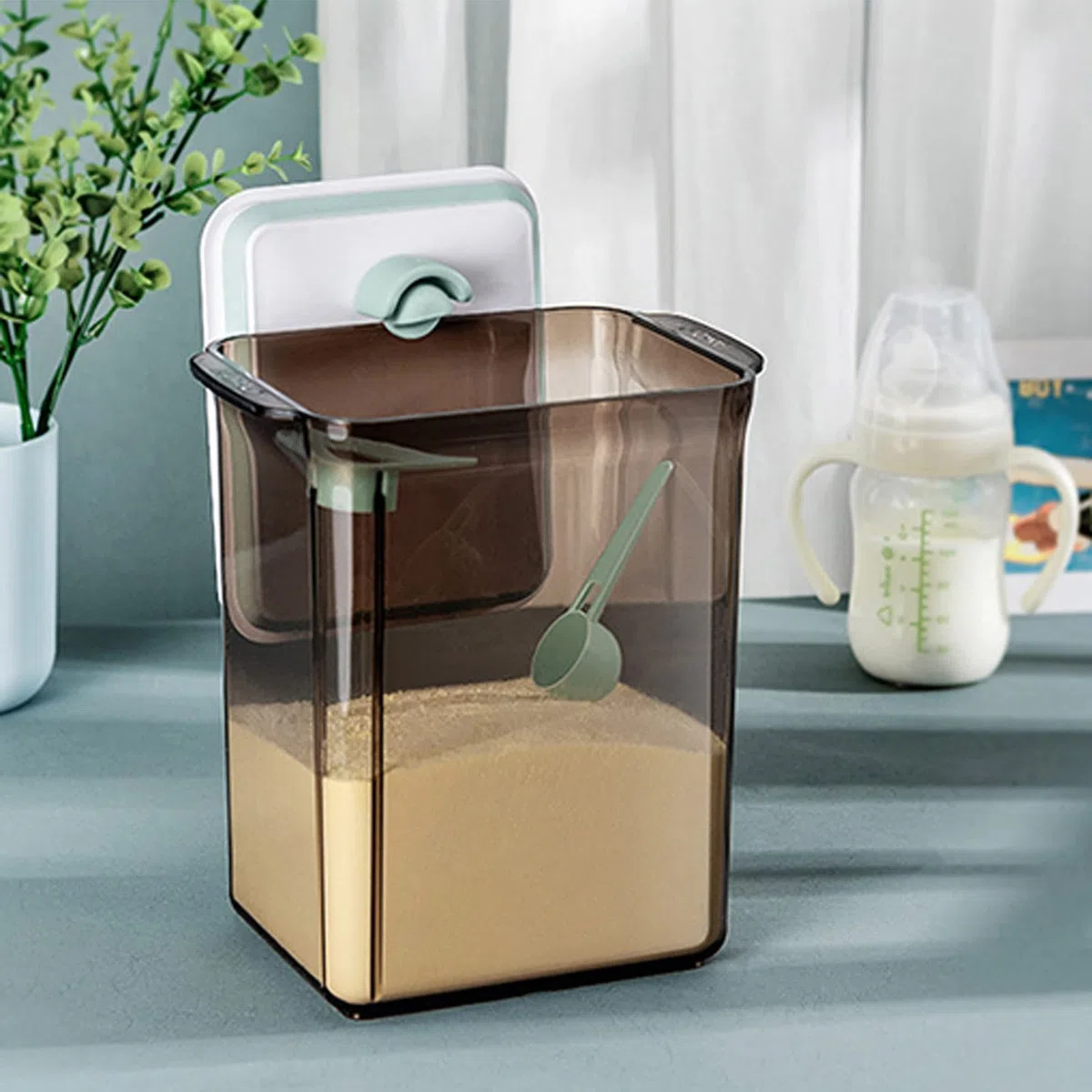 2.3L Contenitore Latte in Polvere, Contenitore in Polvere Sigillato con Coperchio, Dispenser per Latte In Polvere, Anti-UV, Guarnizione a Prova Umidità, per Cereali, Latte in Polvere