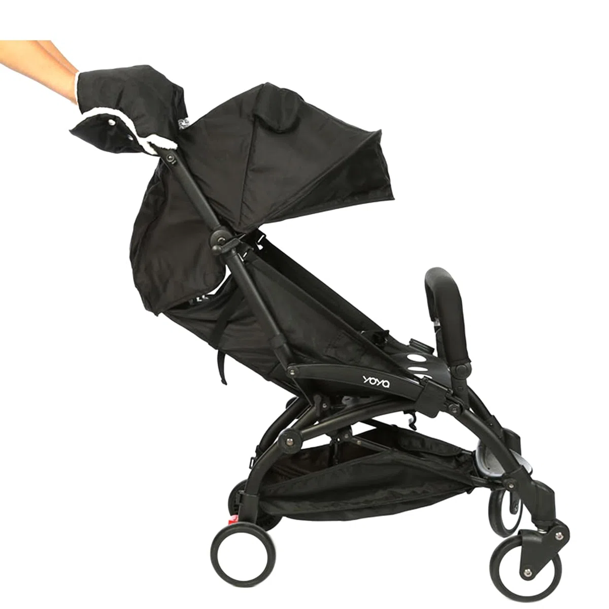 1 Paio di Guanti da Manubrio per Passeggino, Lana, Scaldamani, Antivento, Impermeabili, Essenziali, Nero