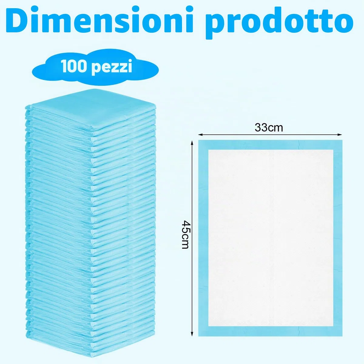100 pezzi Traverse Neonato Fasciatoio Monouso, 33 x 45 cm Getta e Getta Multiuso Panni Assorbenti Monouso, Traversine Pannolini Bambino Traspirante Morbido Impermeabile