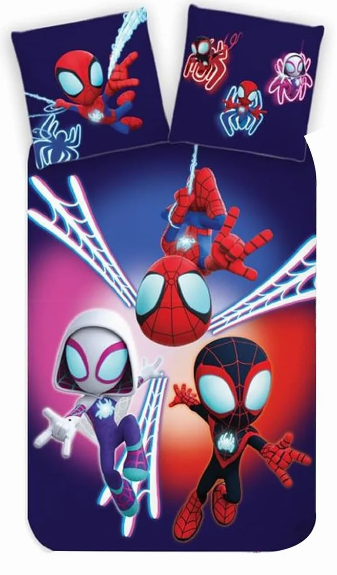 BrandMac Spidey - Set di biancheria da letto per bambini, 100 x 135 cm, 40 x 60 cm