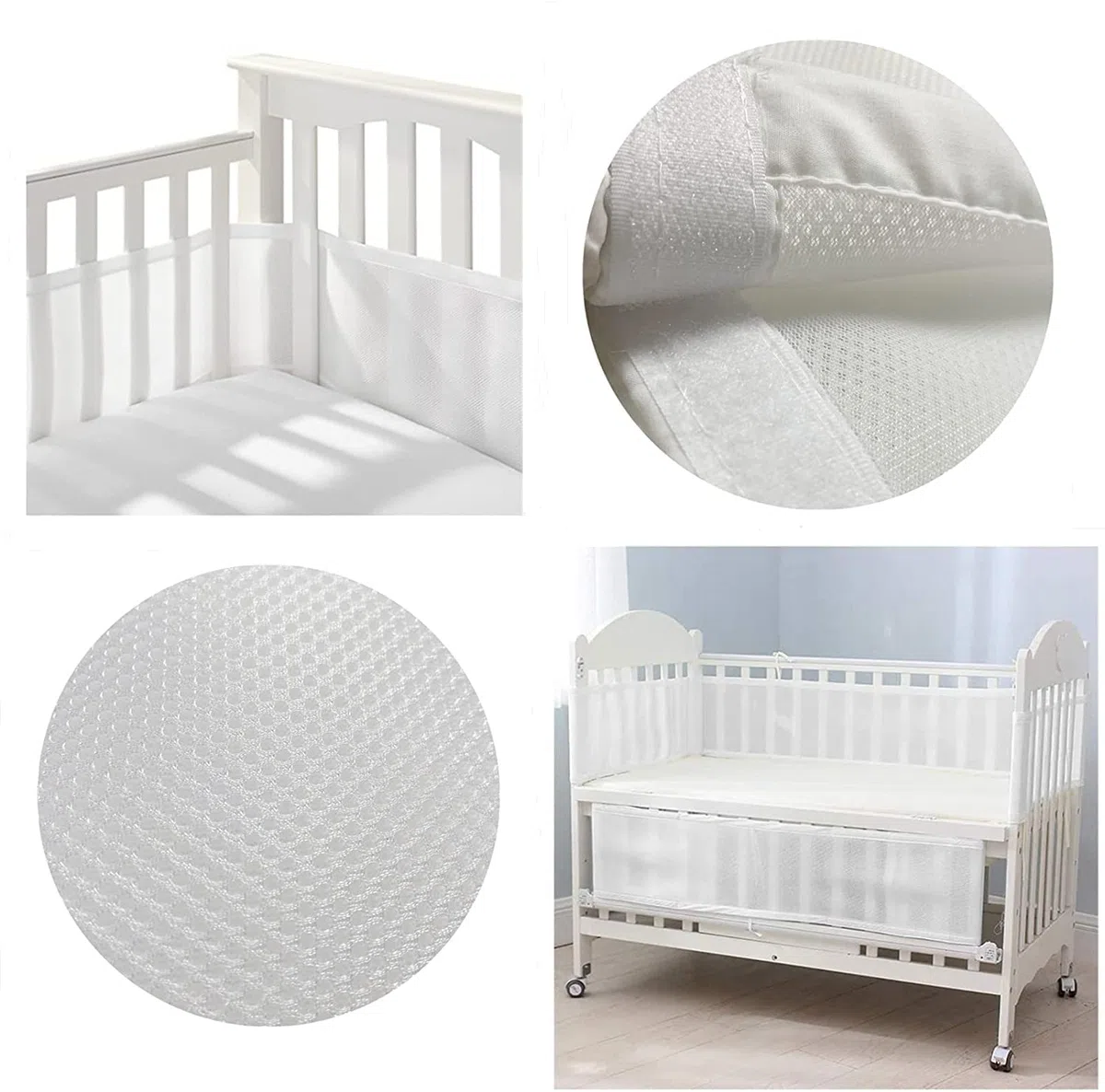 Paracolpi Lettino, Neonato Paraurti 4 Lati Lettino Involucro Paraurti in tessuto traspirante Baby protezione angoli letto