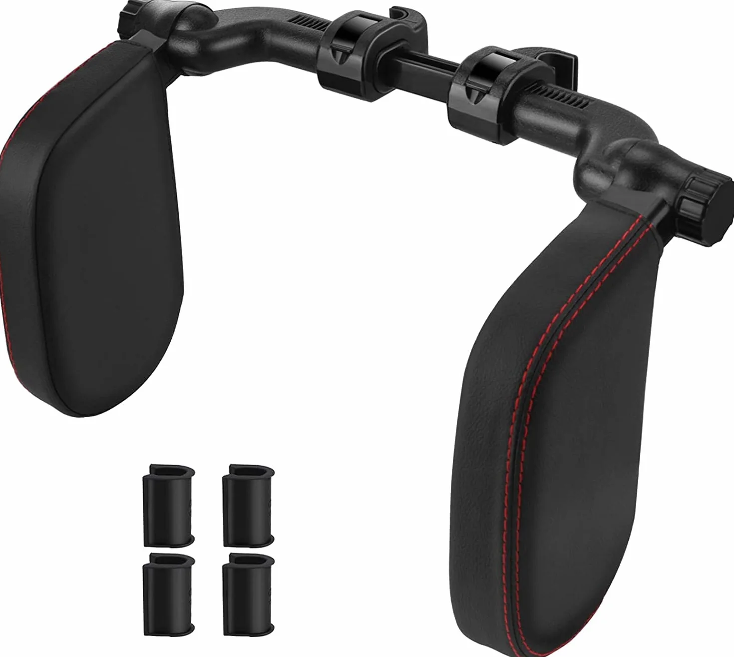 Poggiatesta Auto, Cuscino Poggiatesta per Auto, Poggiatesta da Viaggio Collo Auto Protezione Collo in Pelle con Memory Foam con Barra Scorrevole Regolabile per Seggiolino Bambini Adulti