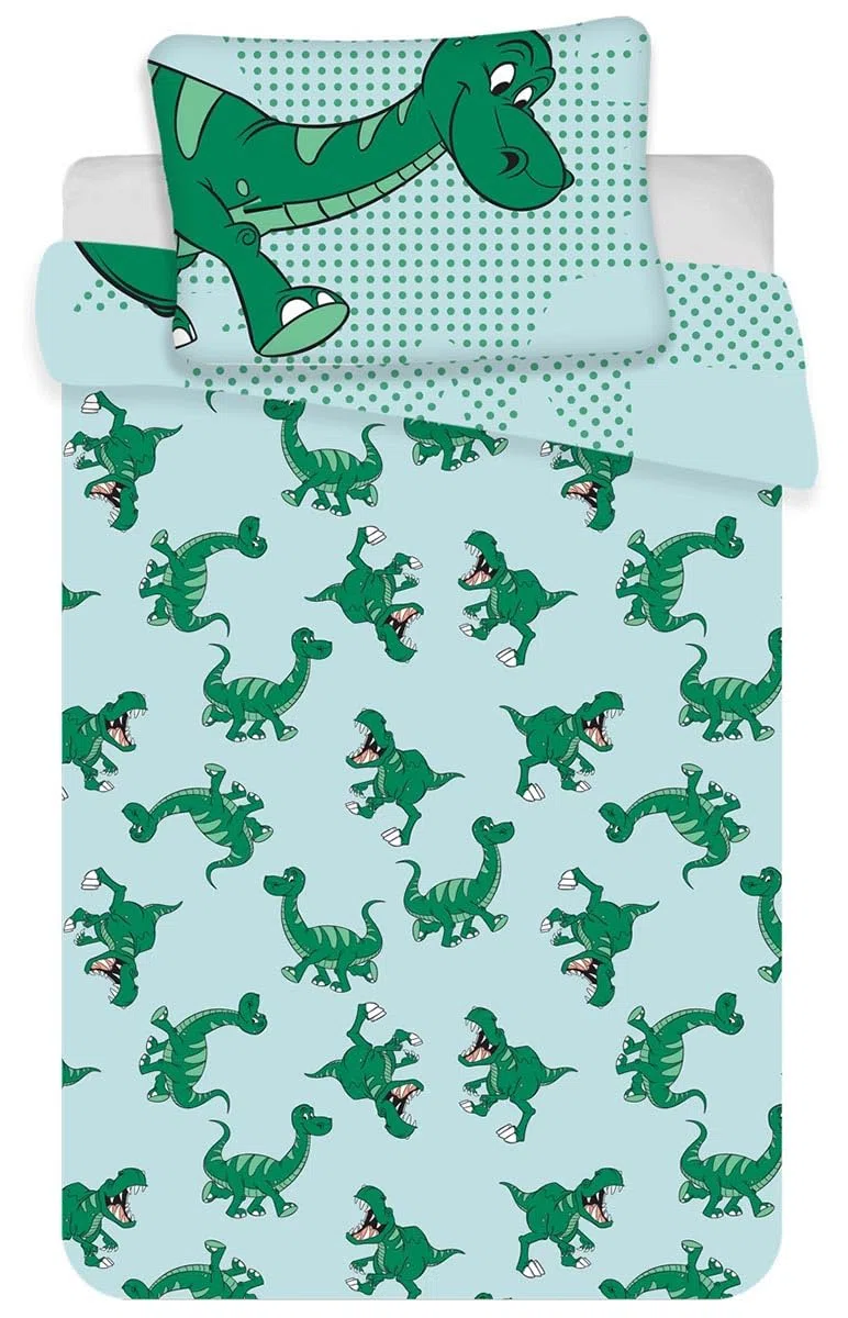 Lenzuola Dinosauro lettino verde - Biancheria da letto per bambini dinosauro Disney con Topolino - Lenzuolo reversibile dinosauro per culla - Completo letto Topolino misura 100 x 135 cm, 40 x 60 cm