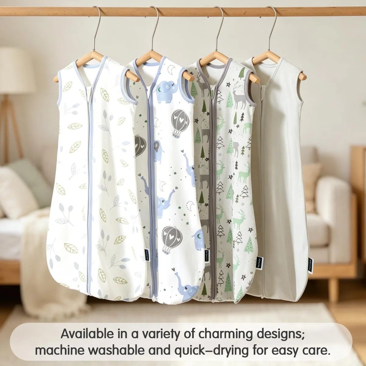 Sacco Nanna Neonato 0.5 TOG 2 Pezzi 0-6 Mesi |in Cotone 100% | Coperta Indossabile con Doppia Cerniera | Morbido, Traspirante & Lavabile in Lavatrice