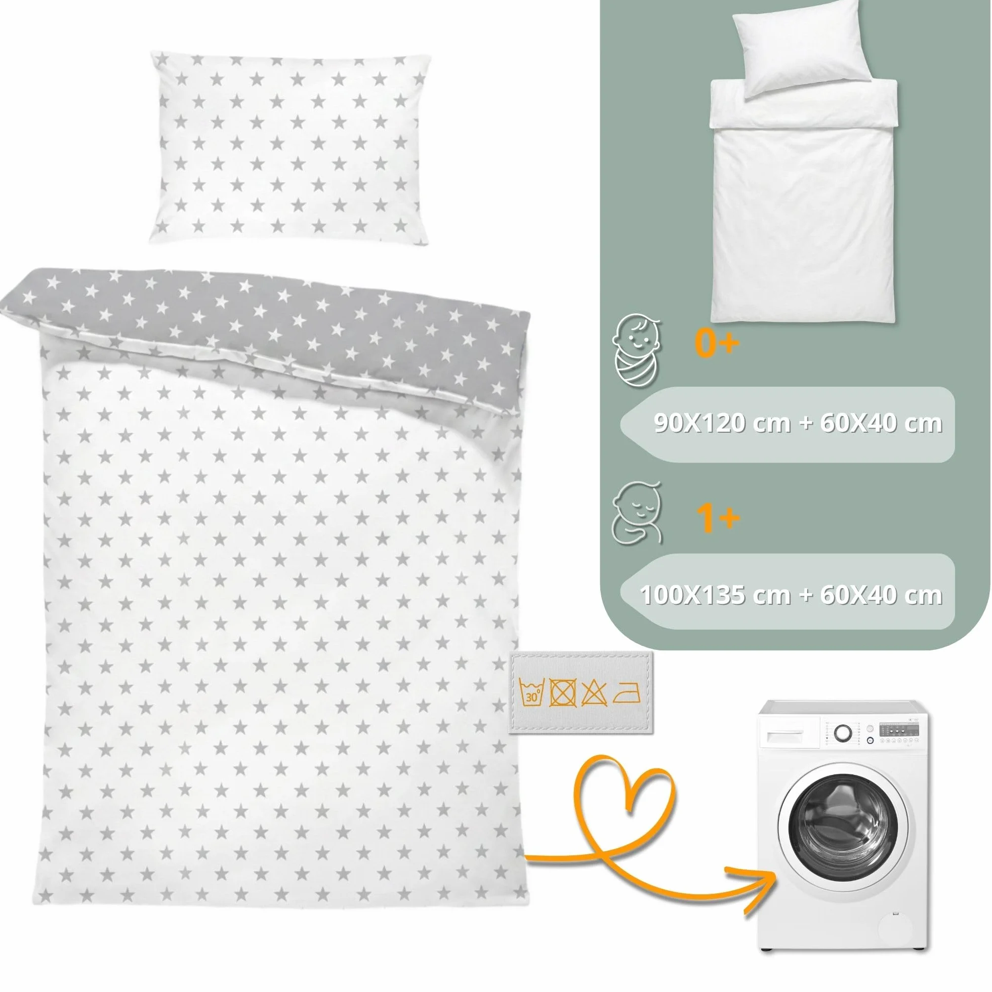 Totsy Baby Copripiumino lettino neonato 90x120 cm - Cotone parure di copripiumini bambino e bambina per culla Set lenzuolo per piumino 90 x 120 cm con federe 60 x 40 cm Oeko-Tex