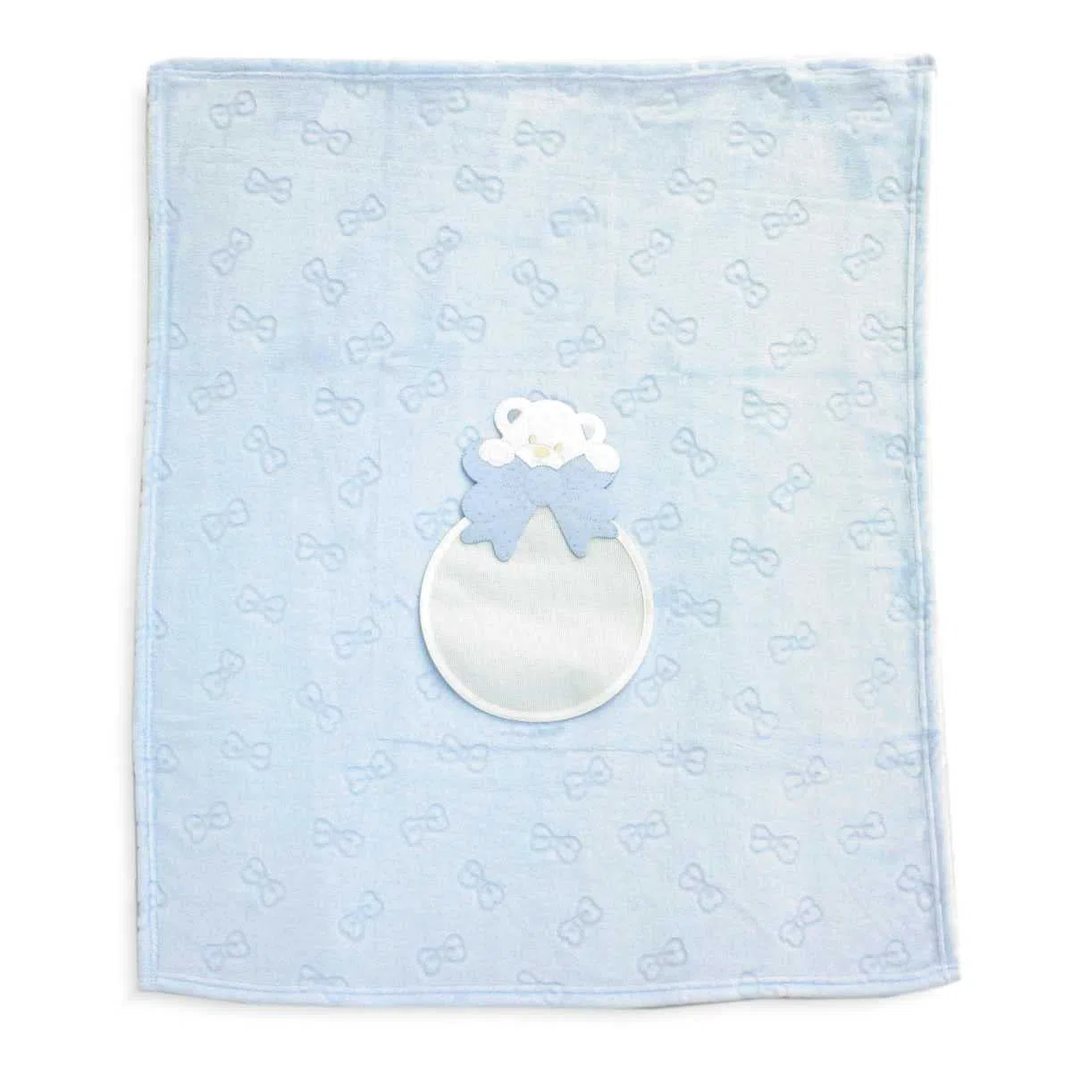 hobbymio.it Copertina da Culla da ricamare a Punto Croce, Coperta da Culla con Tela Aida in Soft Pile, fiocchetti Azzurro