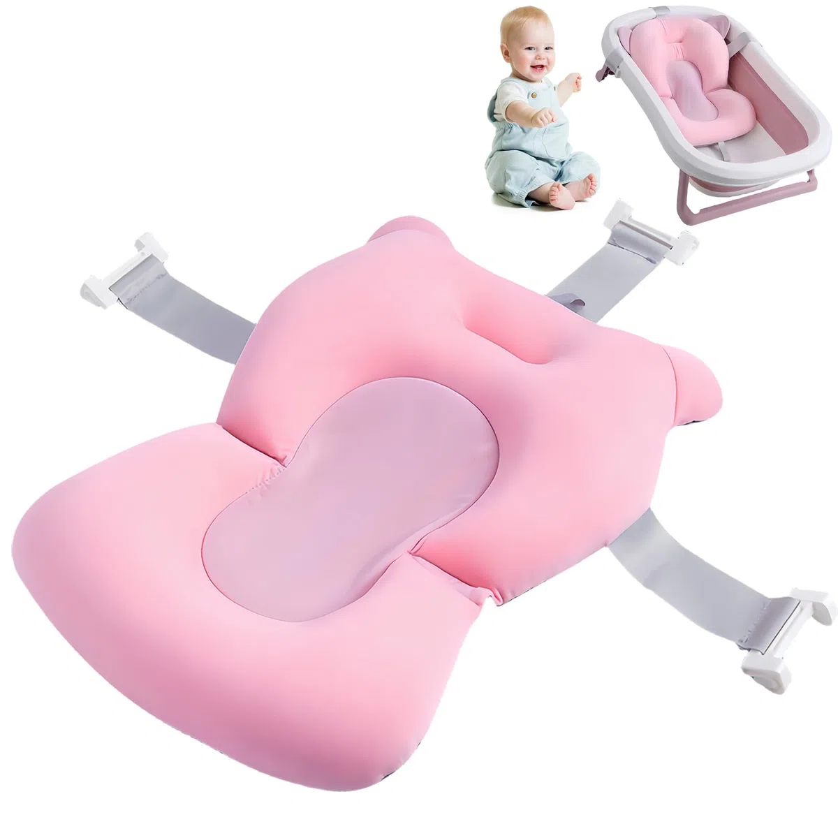 Cuscino per Bagnetto Neonato: Tappetino Antisdrucciolo per Vasca da Bagno, Seggiolino Imbottito per Bambino