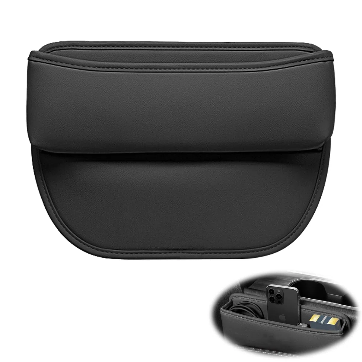 Scatola Portaoggetti per Seggiolino Auto, Gap Filler, Tasca Portatile e Facile da Riporre, Organizzatore per Auto (Nero)