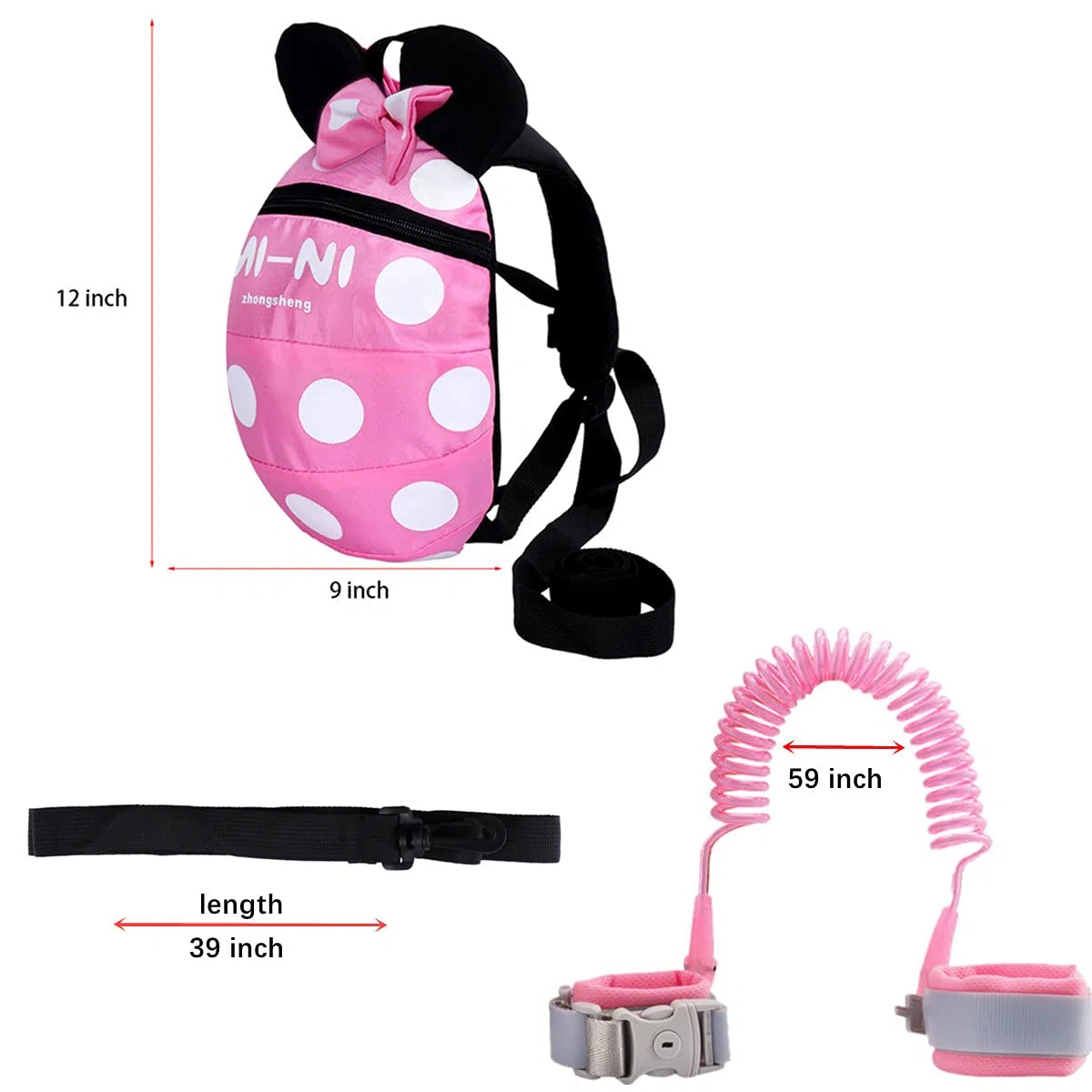 Zaini con guinzagli per bambini, con cinturino anti smarrimento, per bambini da 1 a 5 anni, sicurezza per bambini e bambine