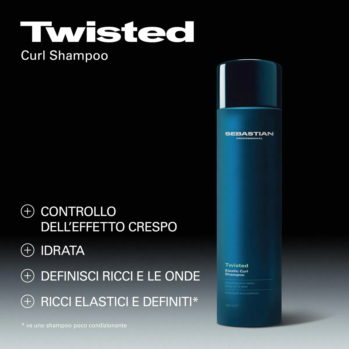 Sebastian Professional Twisted Elastic Curls Shampoo – Detergente idratante per capelli ricci, combatte il crespo e dona definizione, elasticità e morbidezza, 250ml