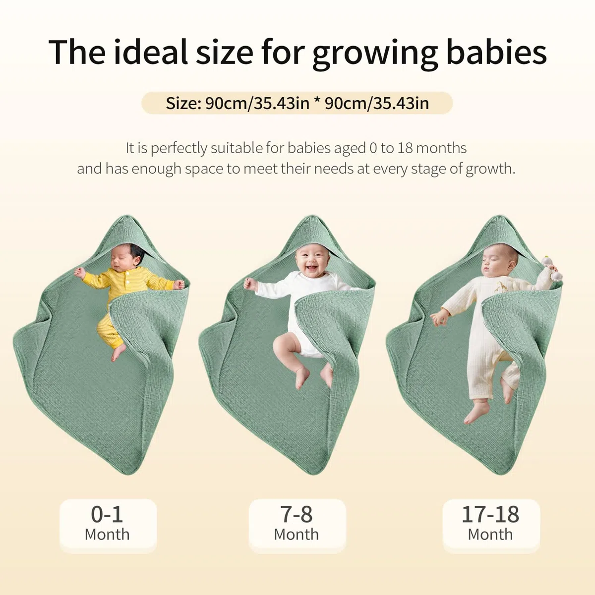 Confezione da due Accappatoio Neonato, 90x90cm Cappuccio Per Bambini,Cappuccio per Neonato 100% Cotone Asciugamano,Asciugamano Morbido e Super Assorbente per Neonati e Bambini 0-3 Anni