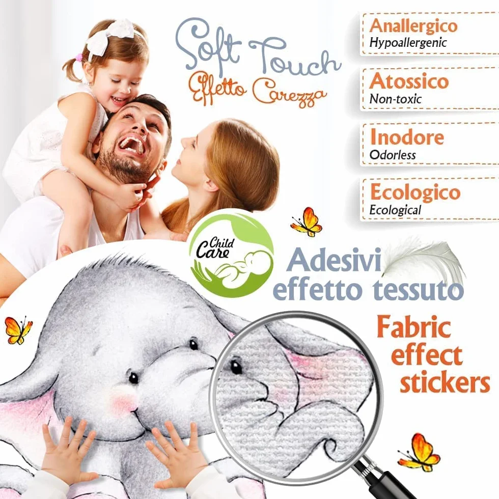 kina - Adesivo Murale Bambini Decorazione Parete Cameretta R00579 - Eco-Tessuto, Ecologico Anallergico, Riposizionabile, Effetto Carezza, Asilo Nido - Grafica Piccolo Principe e Misura 100x30 cm
