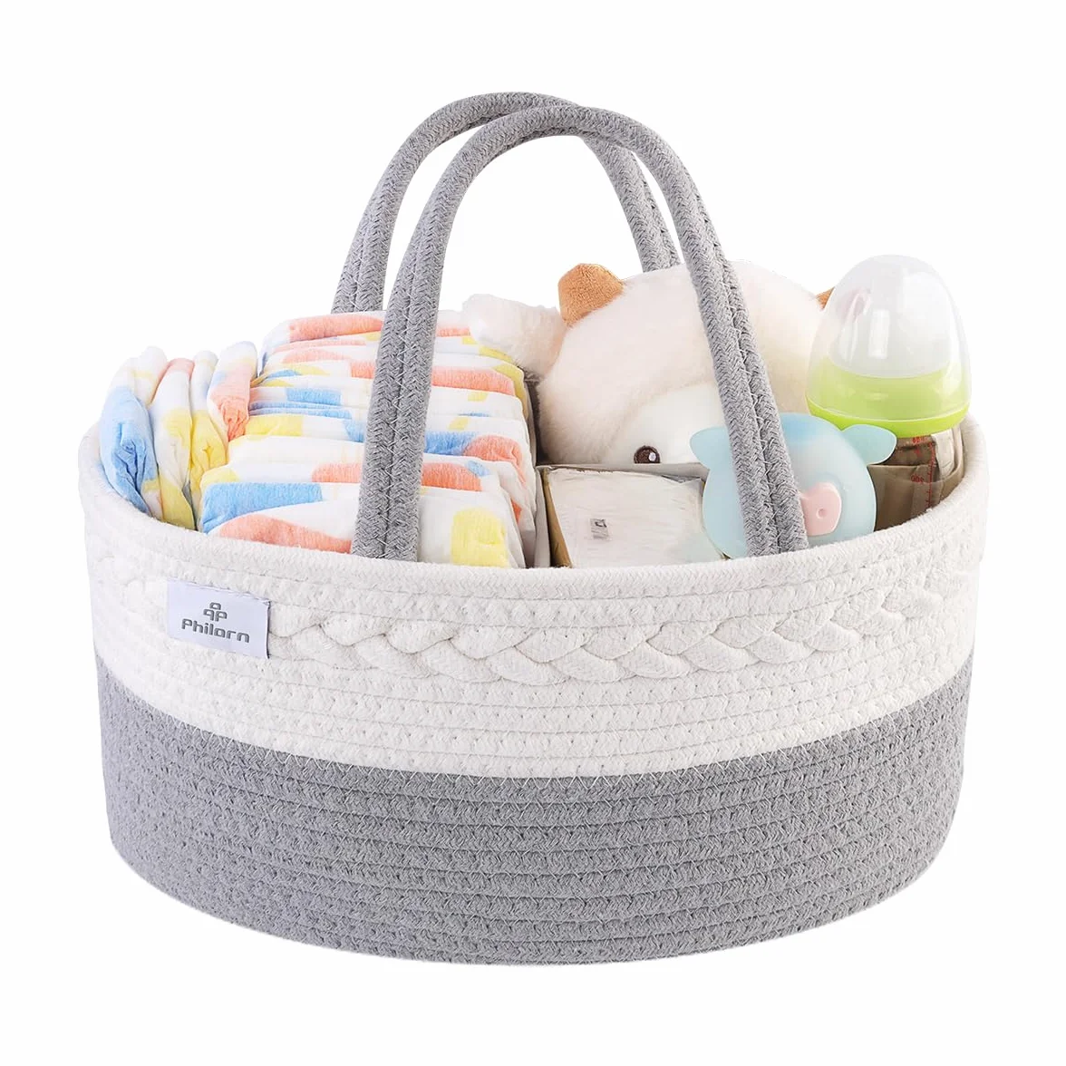 PHILORN Organizer per Pannolini per Bambini, Baby Scatole per Pannolini con Divisorio Staccabile, Cestino Porta Pannolini Fasciatoio, Baby Pannolino Caddy Organizer per Prodotti Neonato