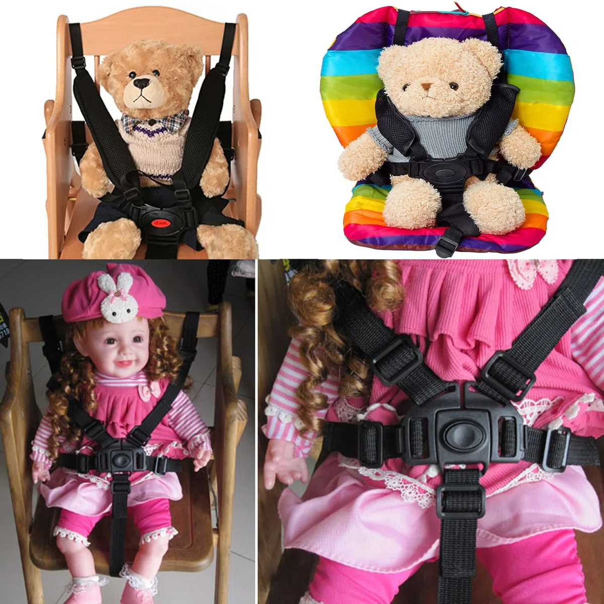 dcas Cinghia Di Sicurezza Regolabile Universale, Regolabile Cintura Di Sicurezza Per Bambini, Cinture Passeggino, Cintura Di Sicurezza Per Bambini a 5 Punti, Punti Bambini Imbracatura (Nero)