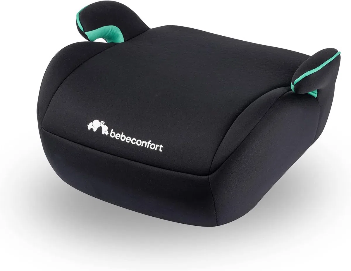 Bebeconfort Manga i-Safe Rialzo Auto, Alzatina auto per bambini 6-12 anni, 128-150 cm, Seggiolino auto leggero e compatto, Seduta imbottita, colore Full Black