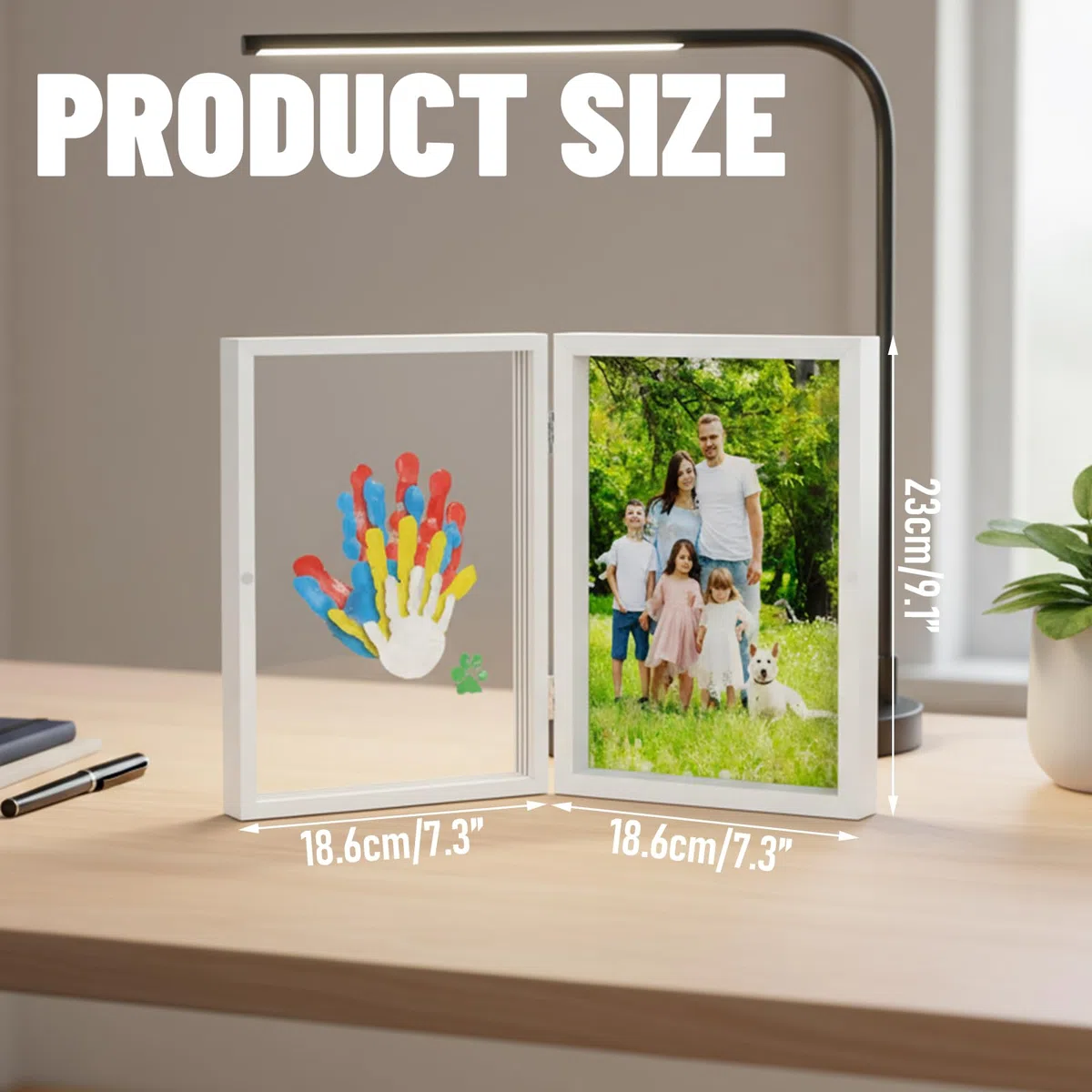 Set di impronte a mano per tutta la famiglia – Cornice con spazio per 4 membri della famiglia – per l'impronta a mano del bambino e come regalo di famiglia unico