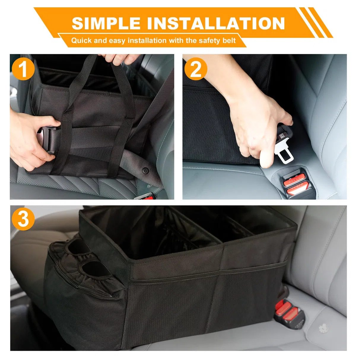 Romon Organizer Auto, Organizer Bagagliaio Autos Sedile Anteriore Posteriore Car Organizers Bambini per Caddy con Divisorio, Maniglie e Tasche Multiple in Rete per Giocattoli Libri Snack Tablet