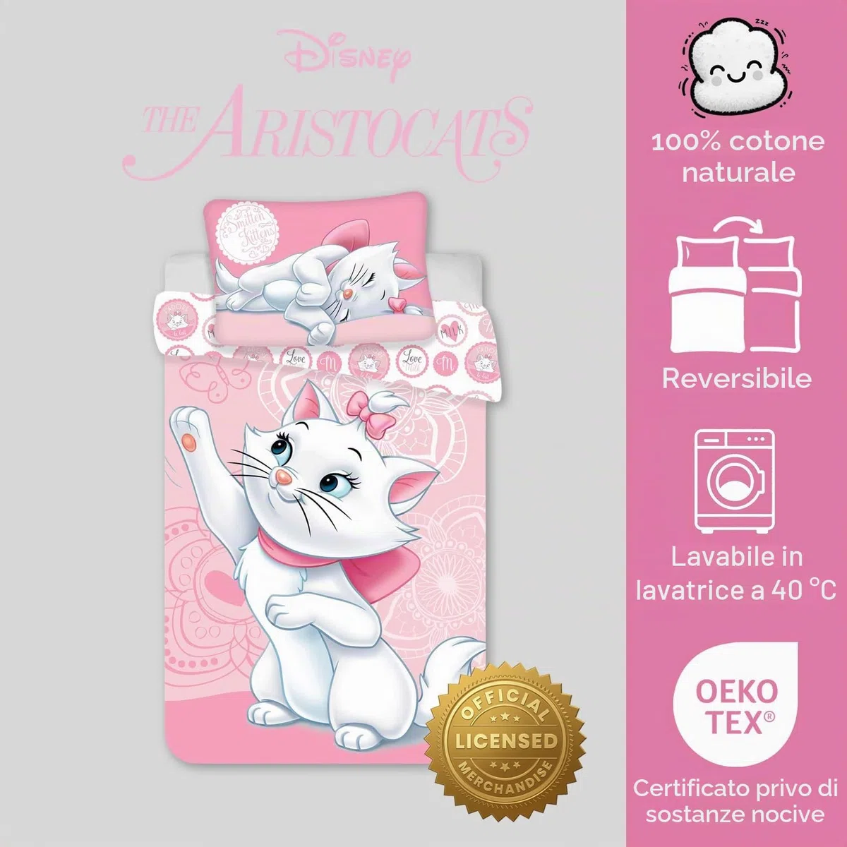 Marie Aristocats - Set copripiumino 100 x 135 + 40 x 60 cm