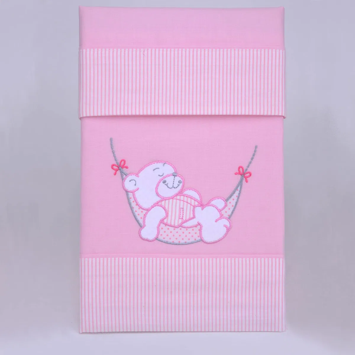 PEKITAS Bebe Set Di Lenzuola Sottili 3 Pezzi Per Culla 60X120cm 100% Cotone Made In Portugal (Orsetto Rosa Series)