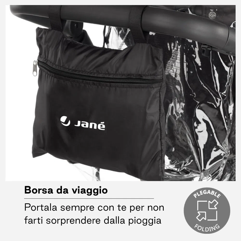 Jané Parapioggia Navicella Universale, Copertura Pioggia Passeggino Bebè, Trasparente, con Finestra e Borsa Trasporto