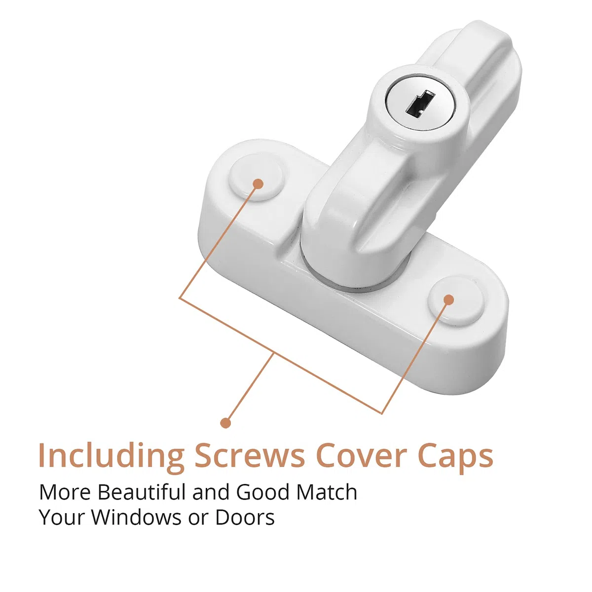 Kamtop 4PZ Chiusura di Sicurezza con Chiave Sash Blocker per Finestra e Porta Serrature di Sicurezza in UPVC PVC per Finestra Serratura per Finestra a Forma di T in Lega di Zinco per Bambini-Bianco