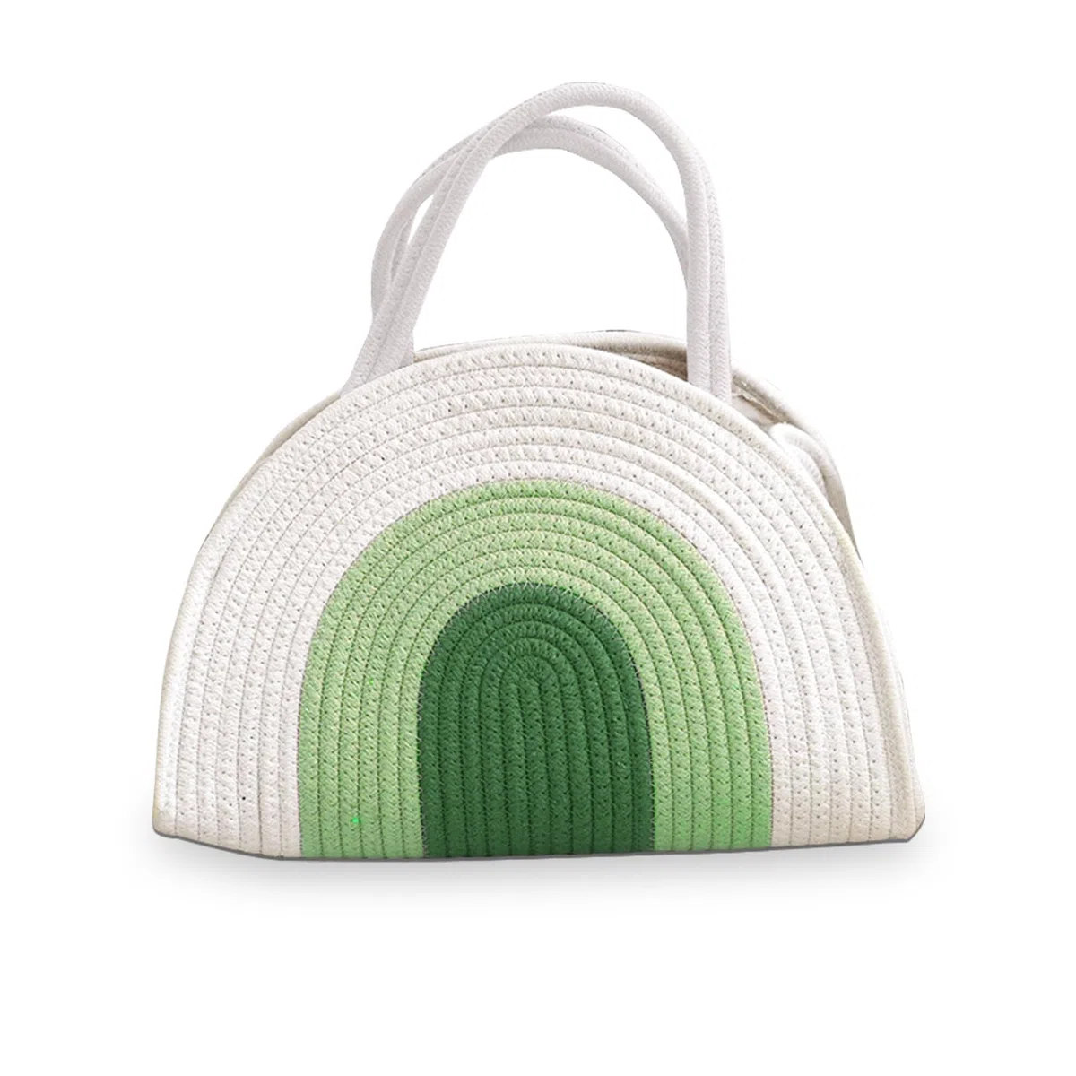 Organizer per fasciatoio, corda di cotone, organizer con divisorio, cestino portatile per pannolini per bambini, regalo per baby shower (bianco e verde)
